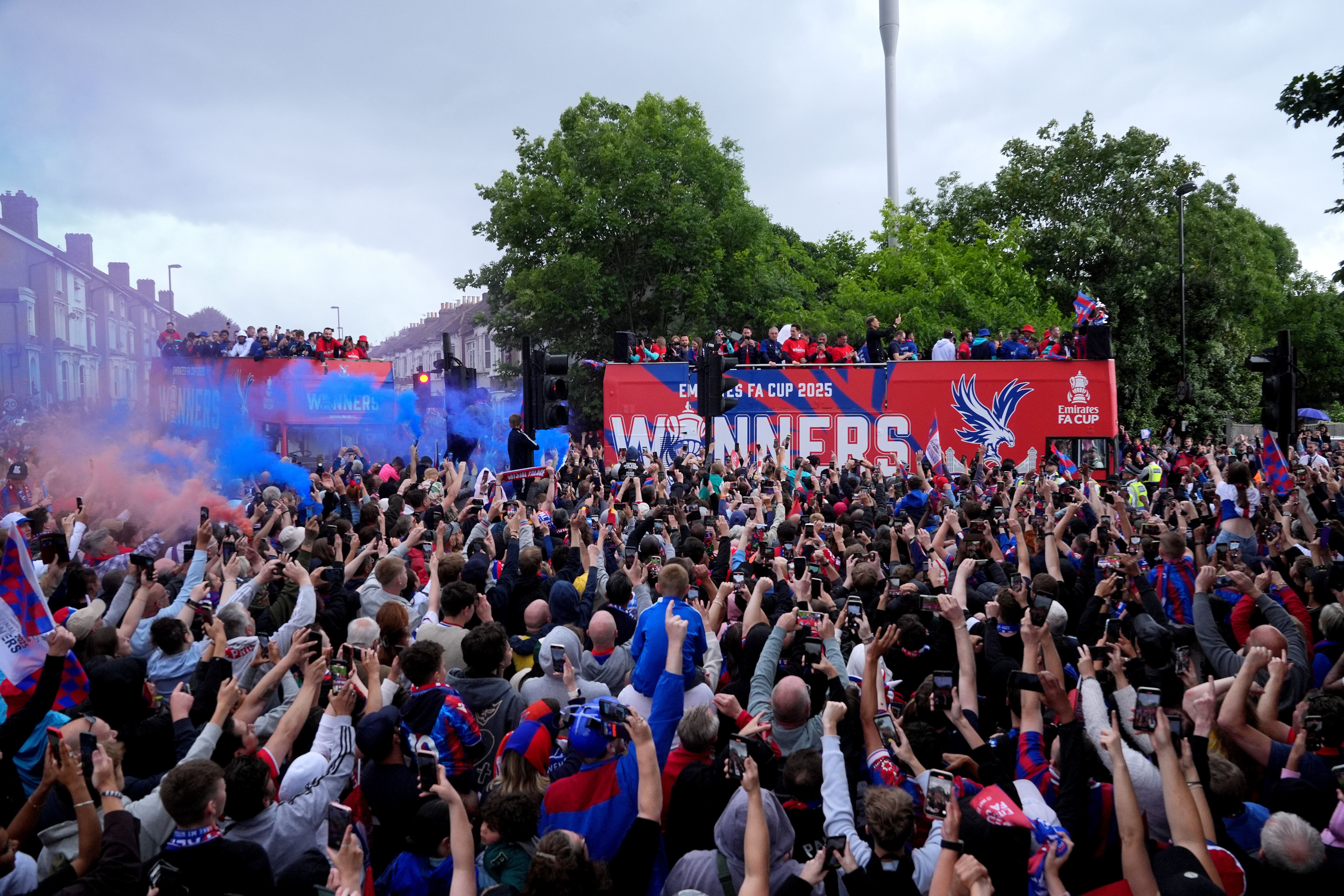 Crystal Palace fans will hope to follow their FA Cup-winning team in the Europa League next season (Yui Mok/PA)