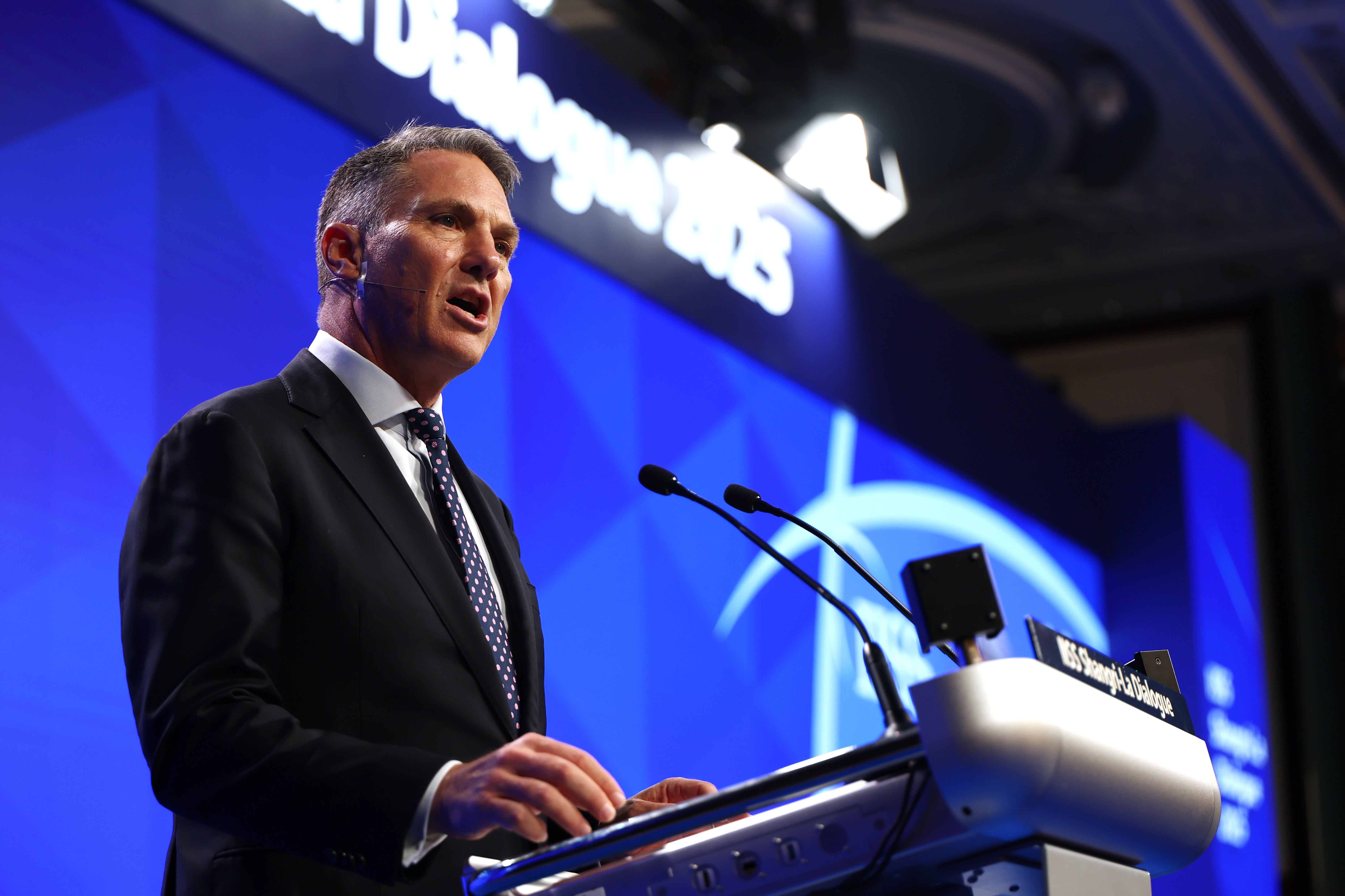 Australian defence minister Richard Marles speaks during the 22nd IISS Shangri-La Dialogue in Singapore on 31 May 2025