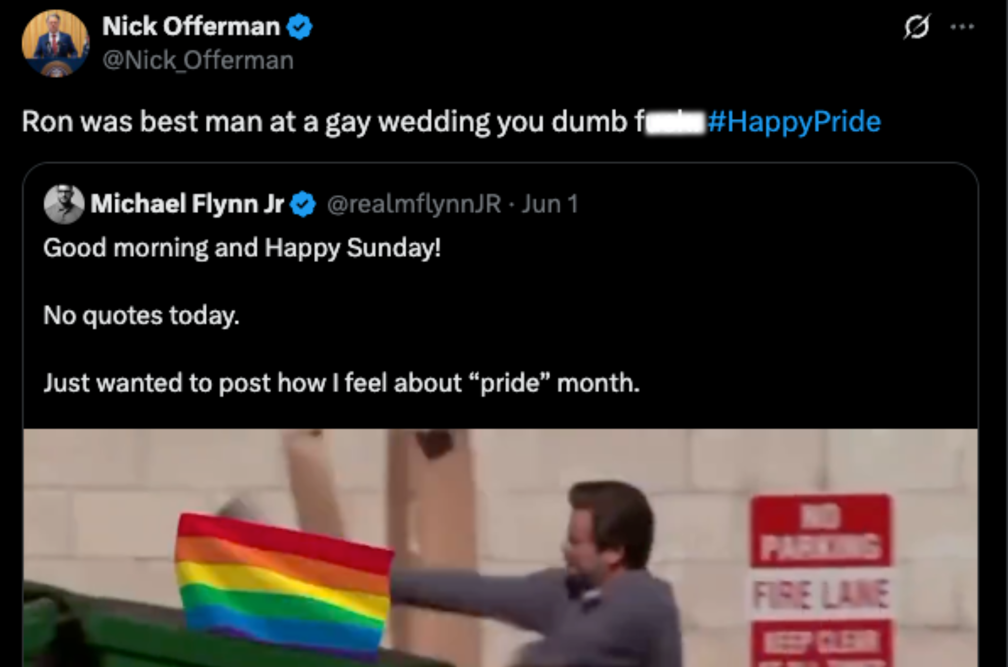 Michael Flynn Jr. made his feelings about Pride Month very clear in a homophobic X post