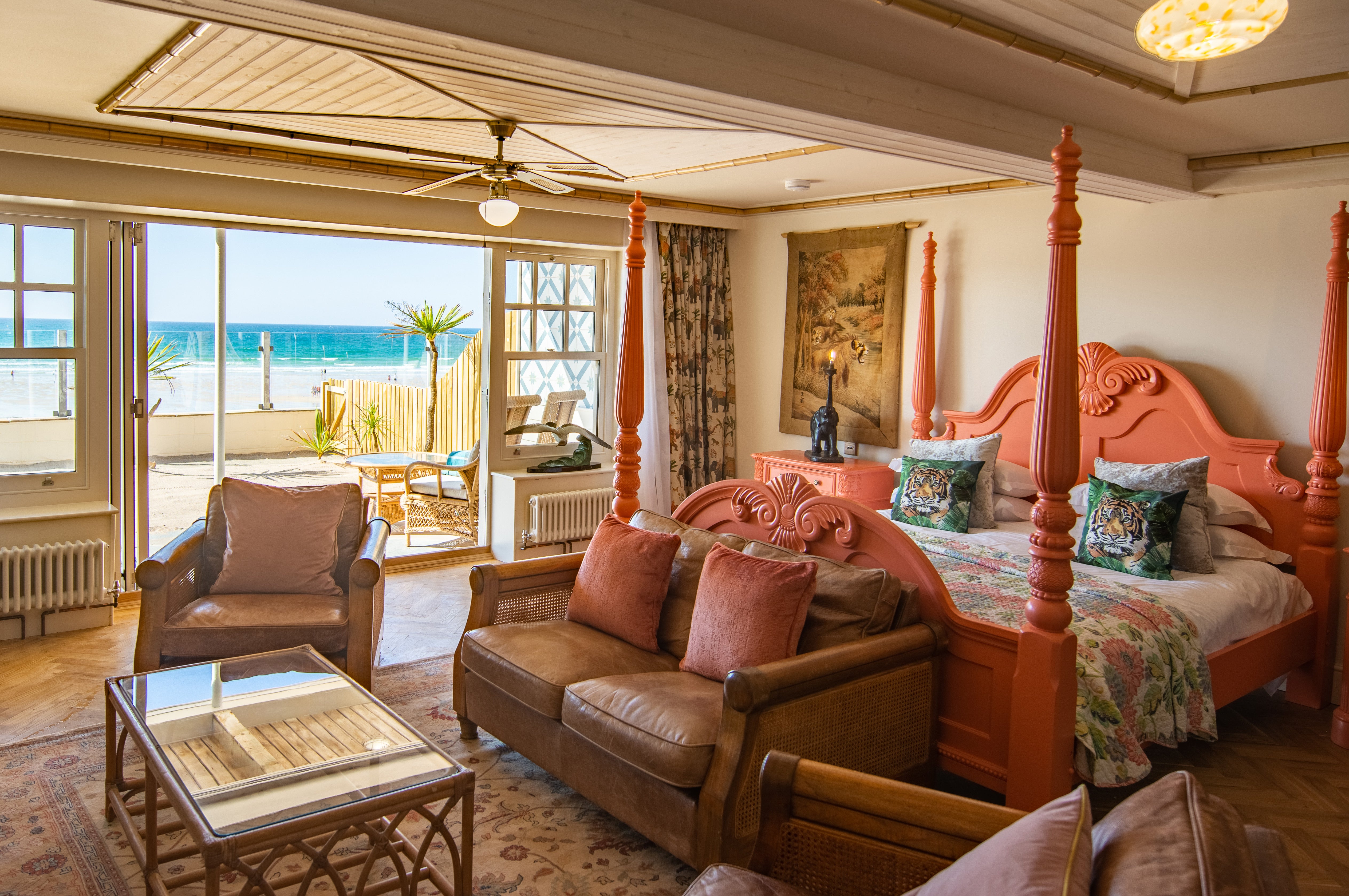 Tolcarne Beach Village will whisk you away from Cornwall to a Caribbean beach break wiht its bamboo beds and ornate furniture