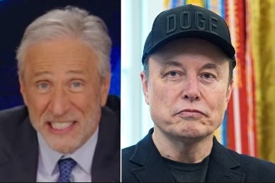 Daily Show host Jon Stewart joked about Elon Musk’s appearance now that he has spent several months working for the Trump Administration.
