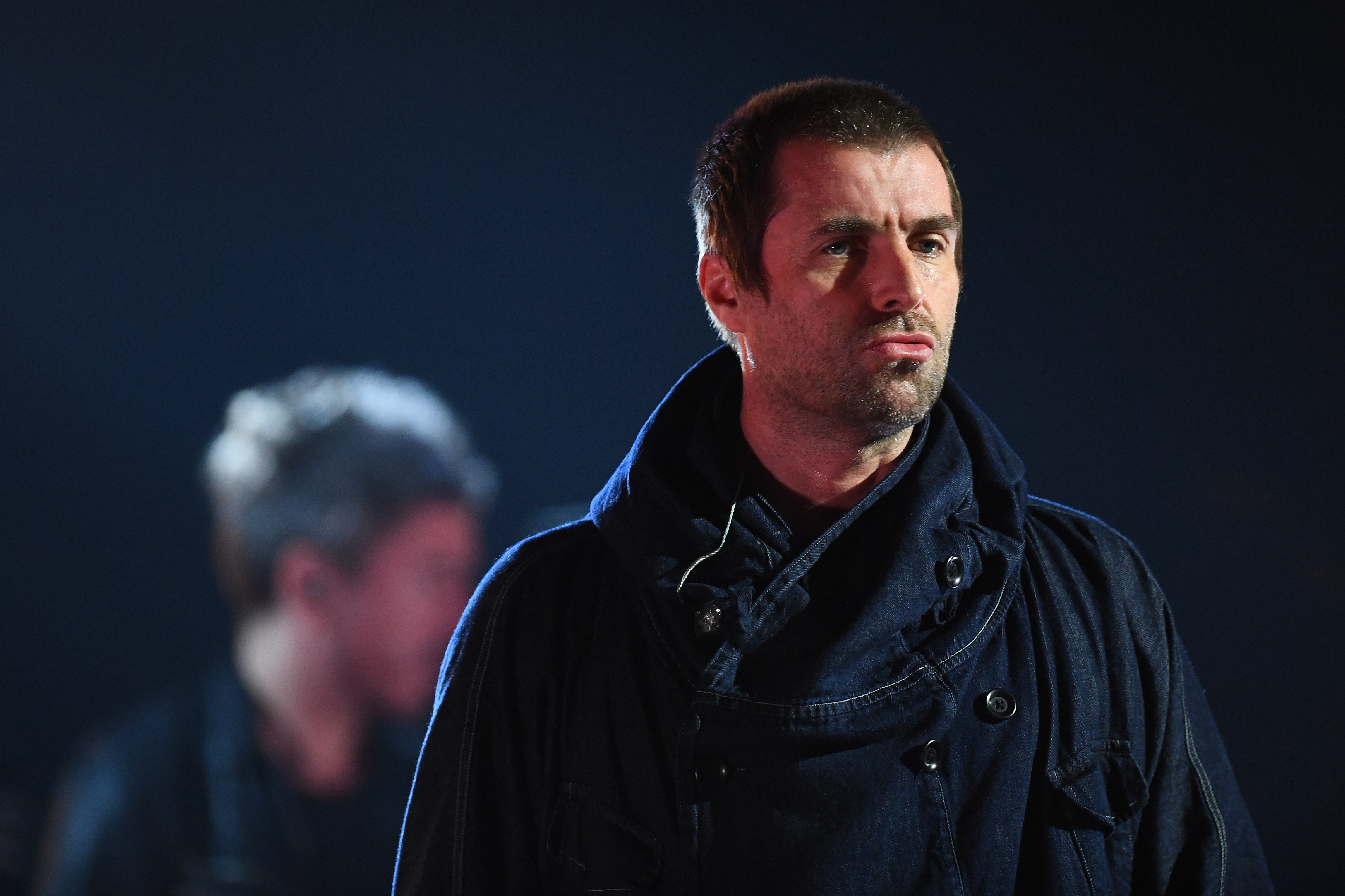 Liam Gallagher on stage in MTV EMAS in Spain in 2019. years