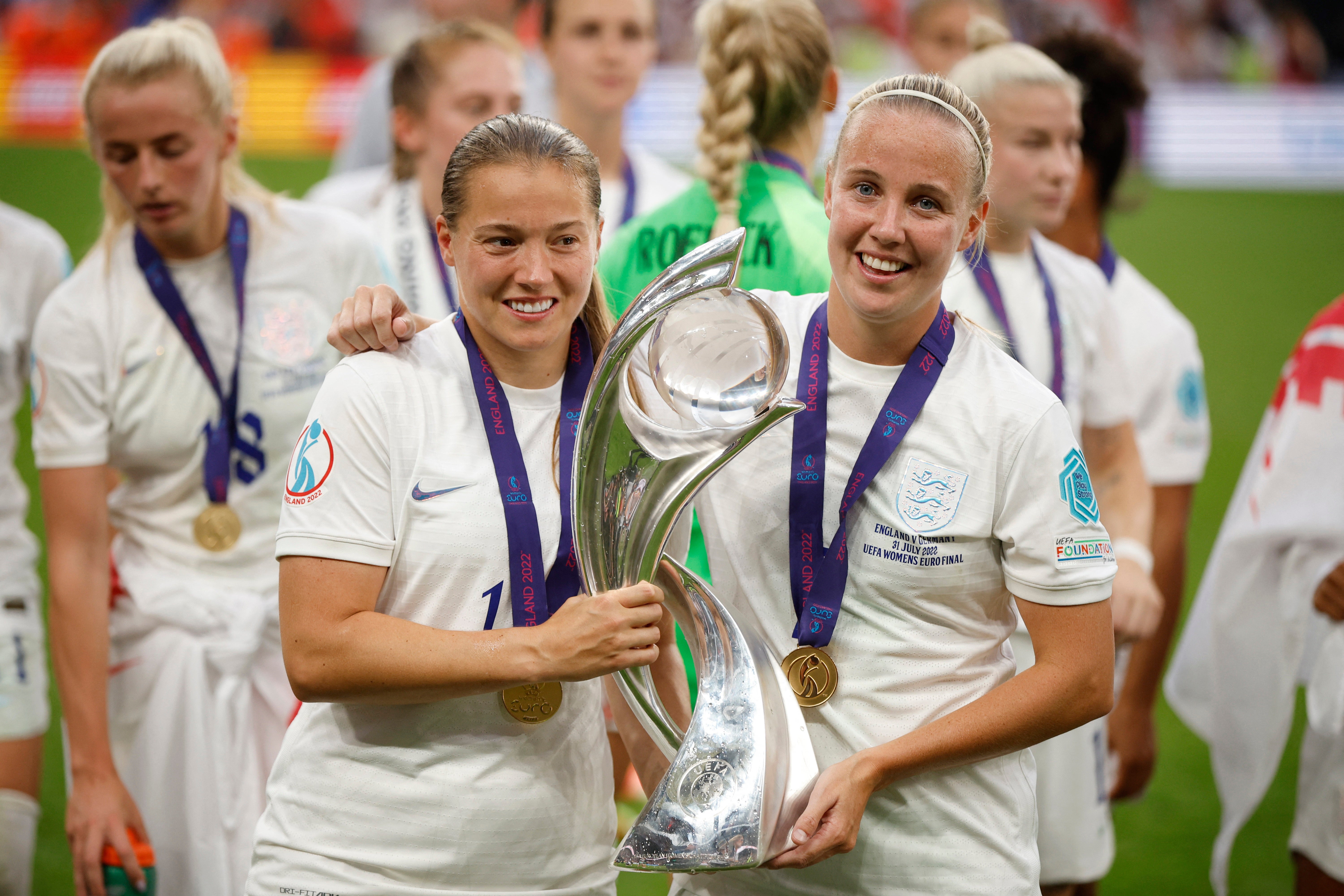 Fran Kirby (left) was part of England's Euro 2022 winning squad