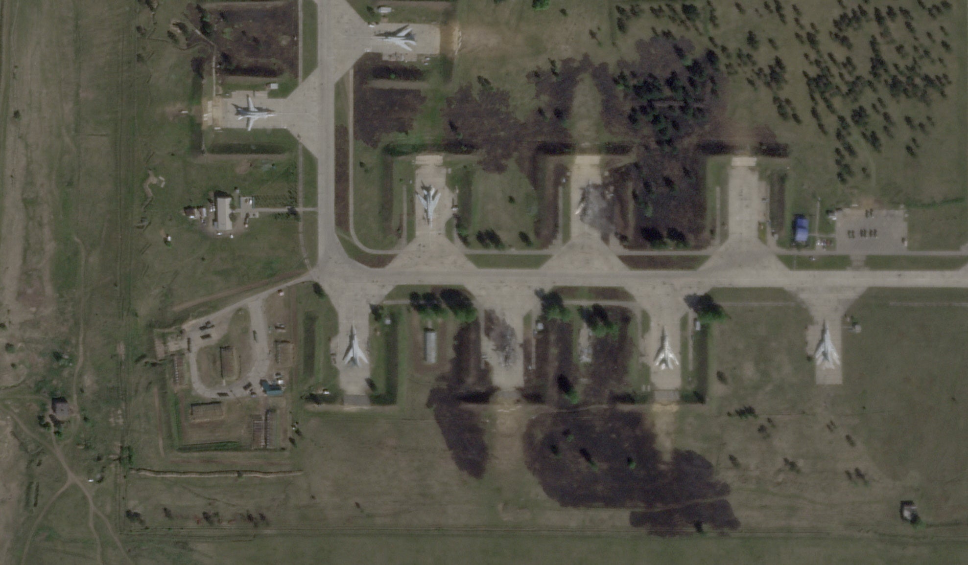 Satellite view of destroyed Russian aircraft after Ukraine’s Operation Spider’s Web