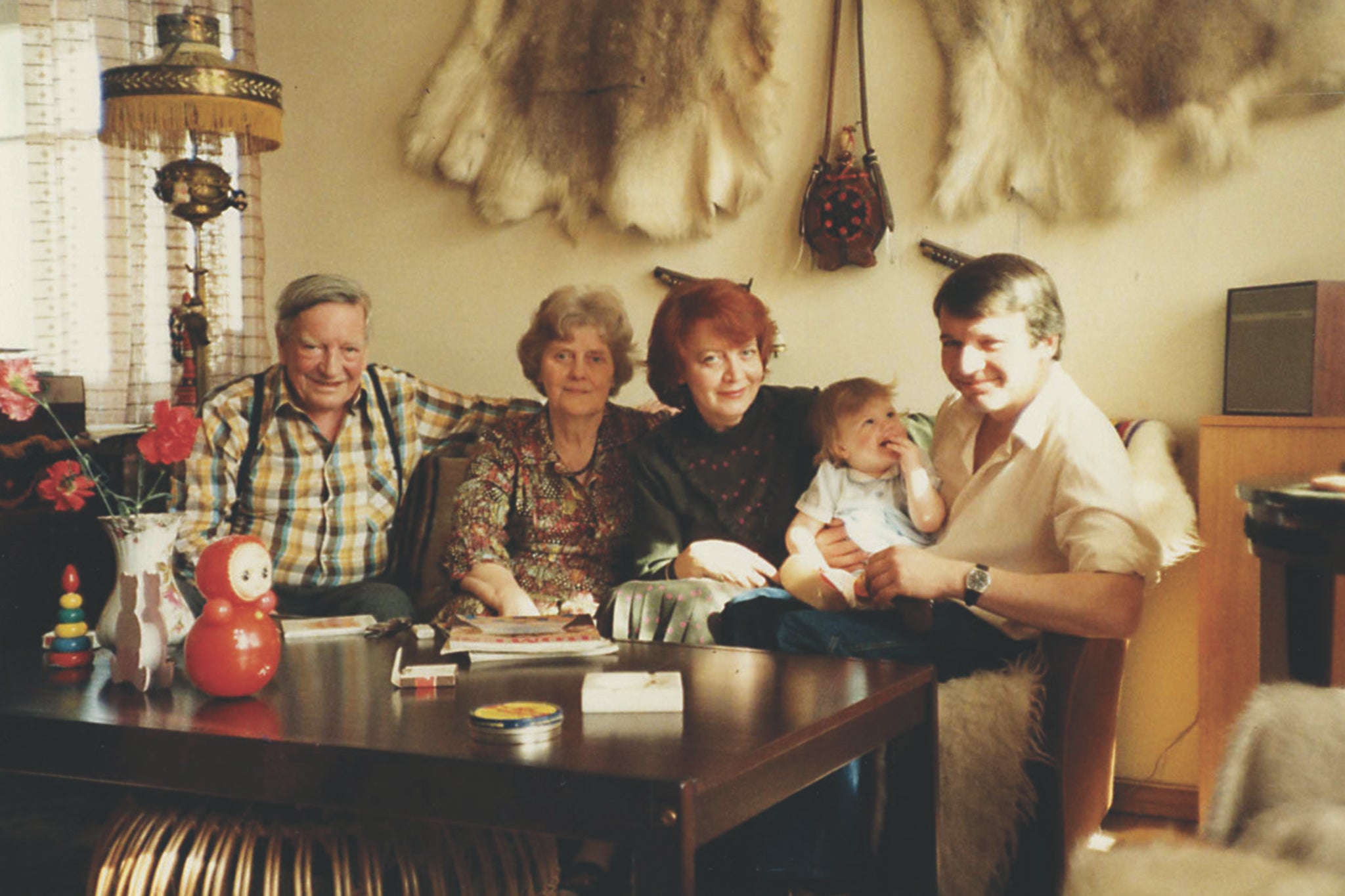 A young Charlotte with grandfather Kim Philby (left) and his wife Rufina (centre) in Moscow, circa 1984