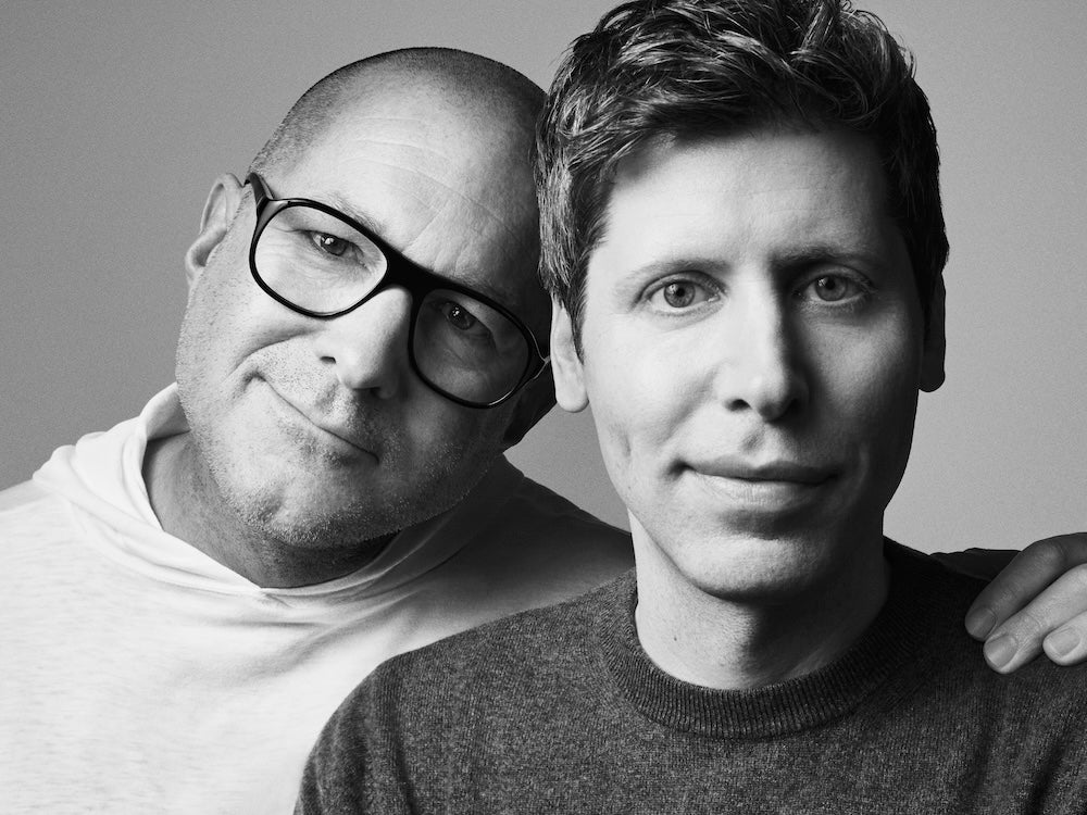 OpenAI shared this image of Jony Ive (left) with Sam Altman to announce their partnership