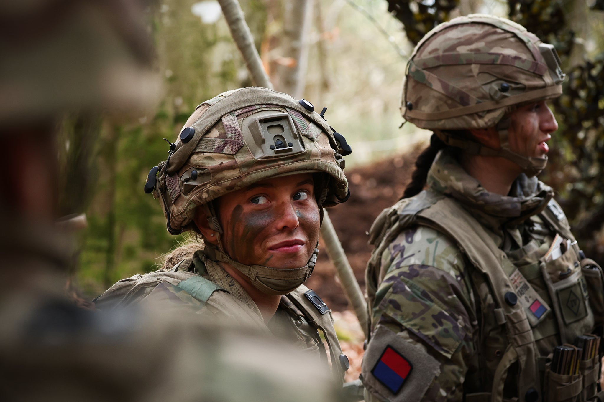 Female soldiers of the 88th Gun Battery of the British army during a military exercise in Germany back in March