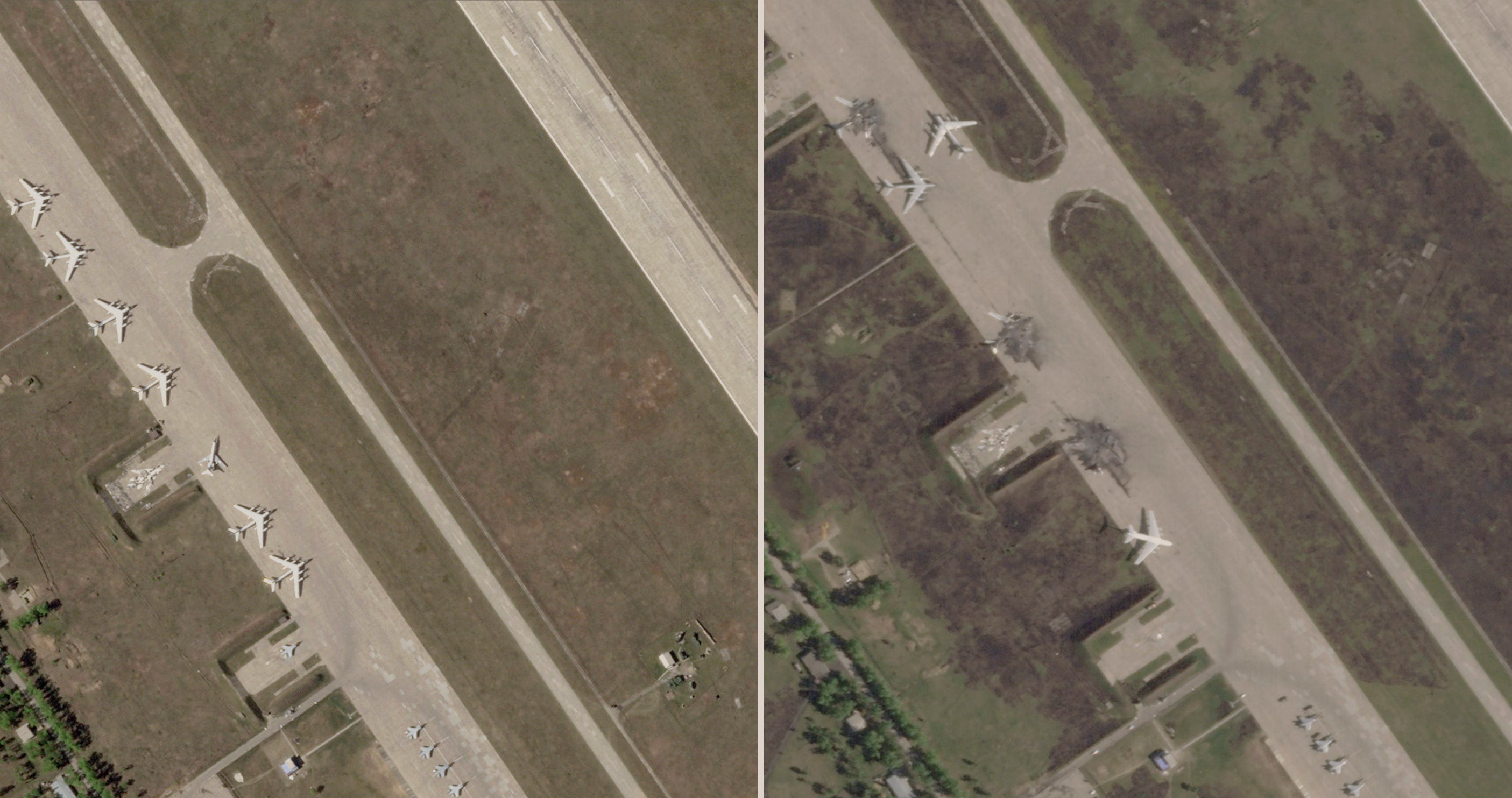 Satellite photos show destroyed bombers at a Russian air base that Ukraine said it hit