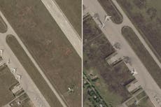 Satellite photos show destroyed bombers at a Russian air base that Ukraine said it hit