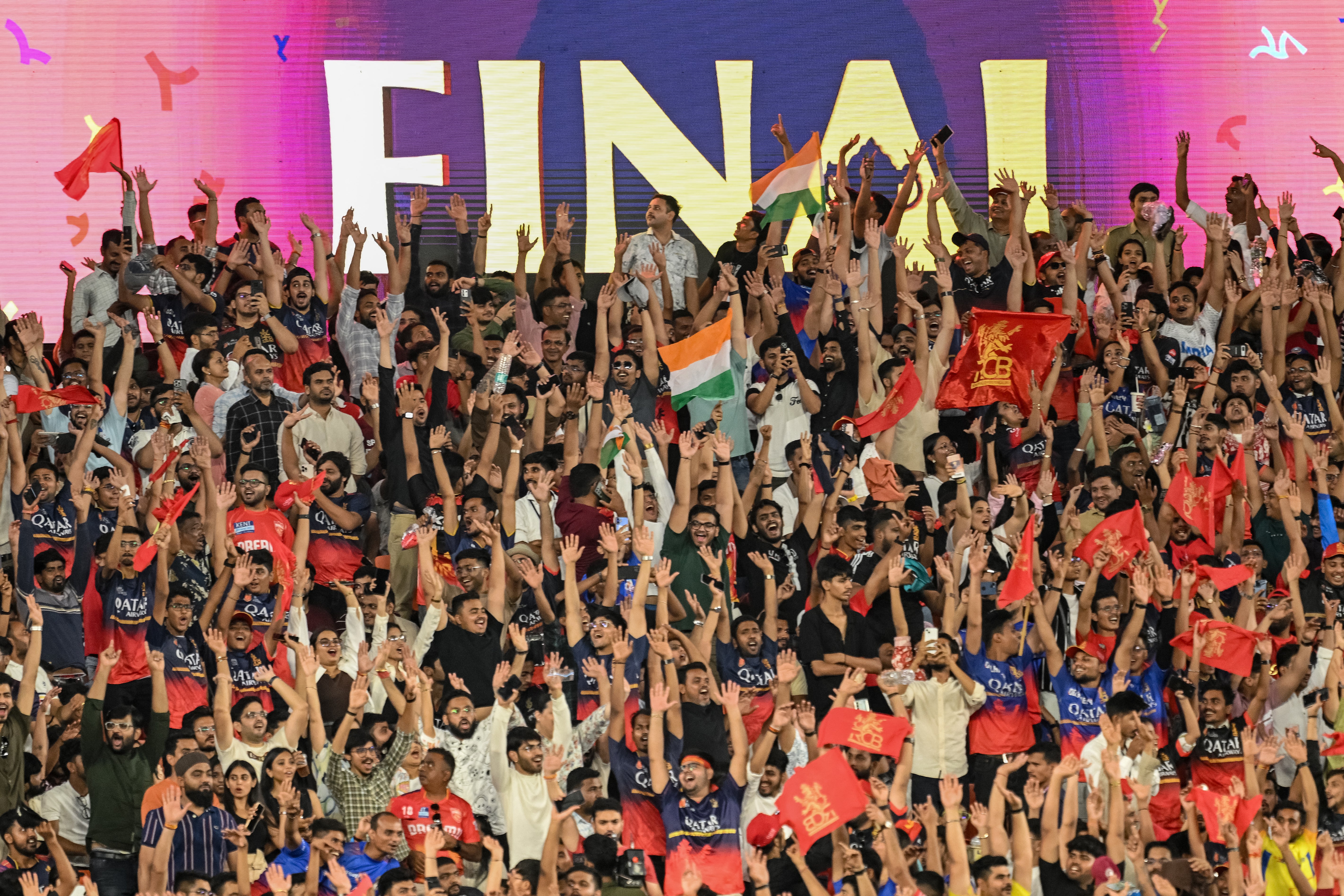 IPL fans cheering during final match