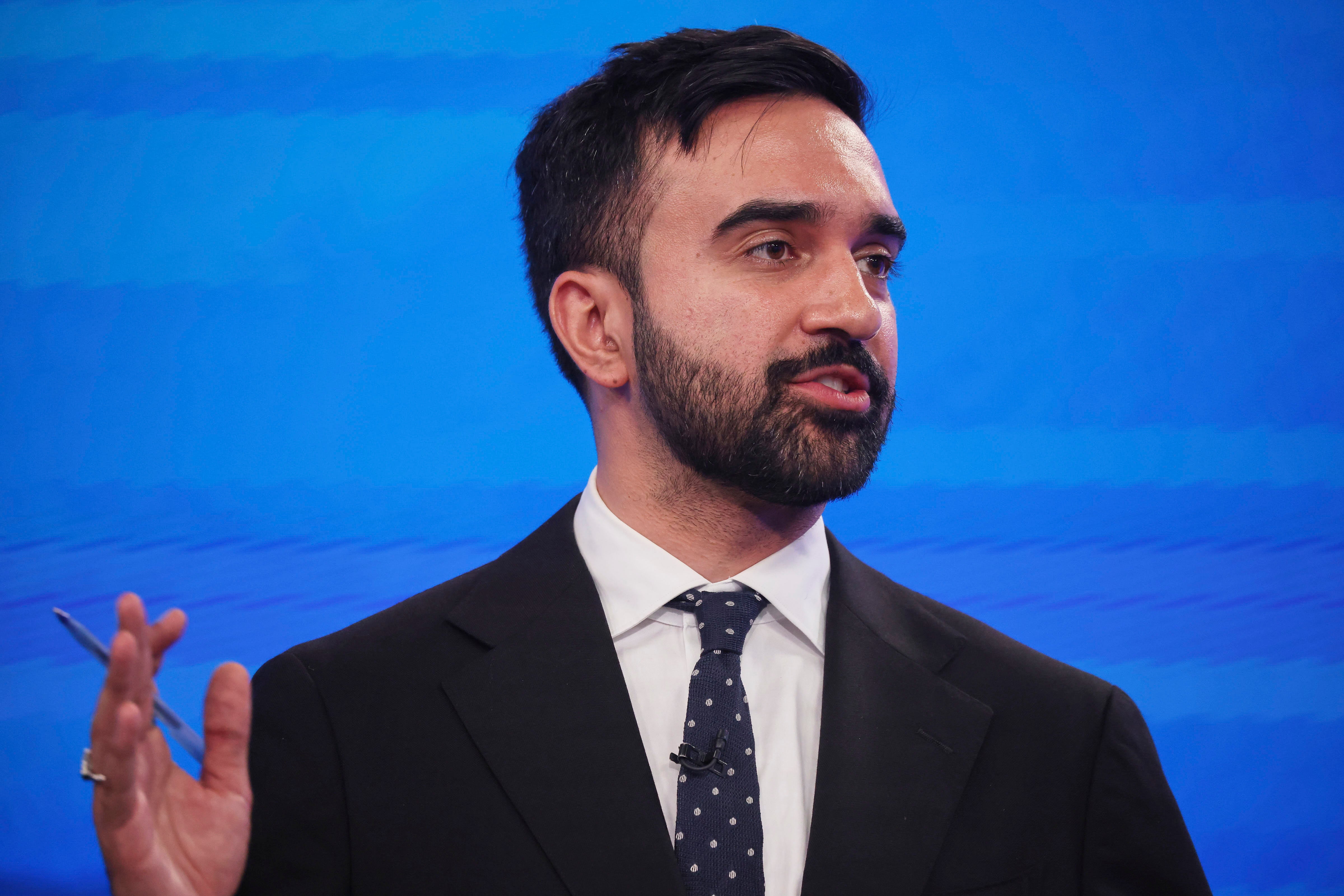 Mamdani speaking at a Democratic mayoral primary debate earlier this month
