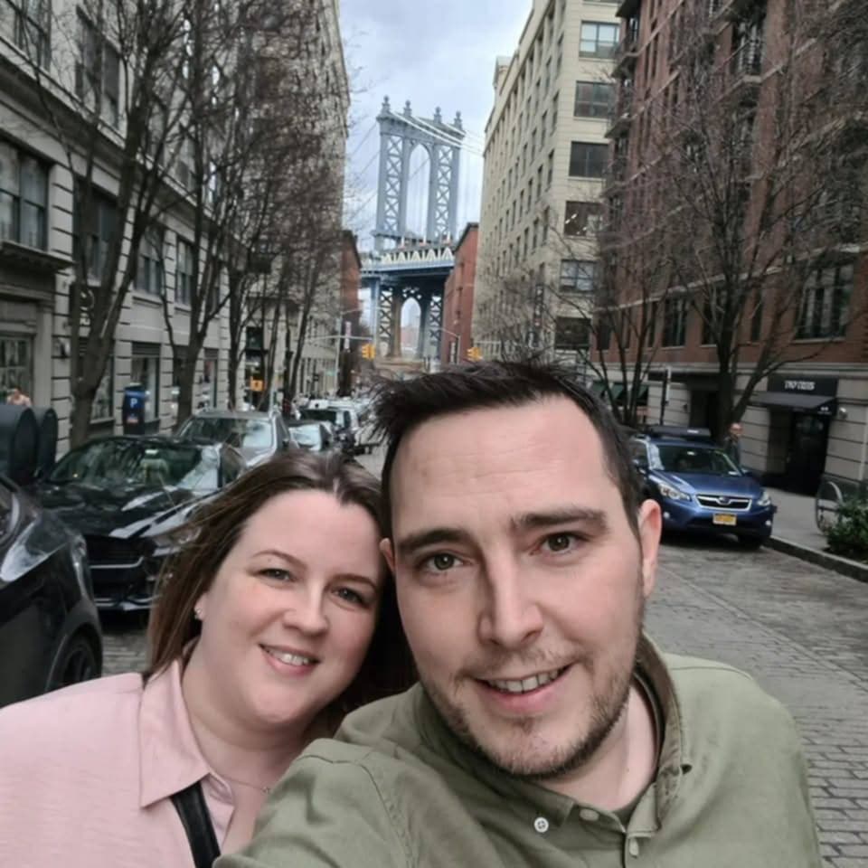 Michael Beecroft (right) with his wife Emma (left)