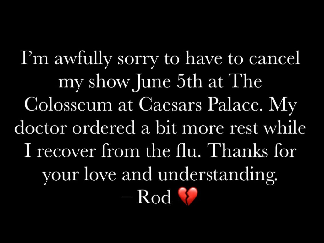 Rod Stewart cancels second Vegas show