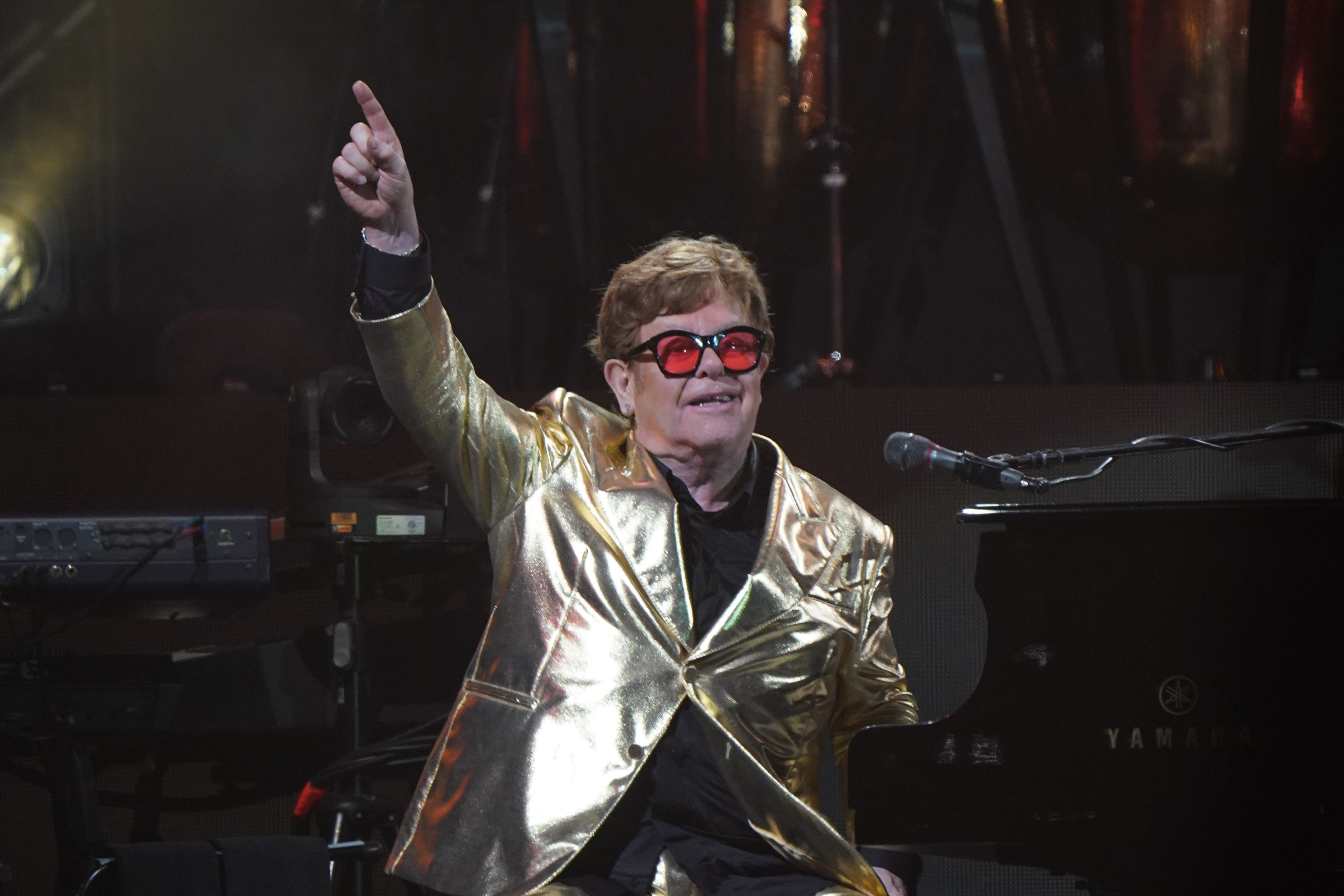 Sir Elton John performing on the Pyramid Stage at the Glastonbury Festival (Yui Mok/PA)