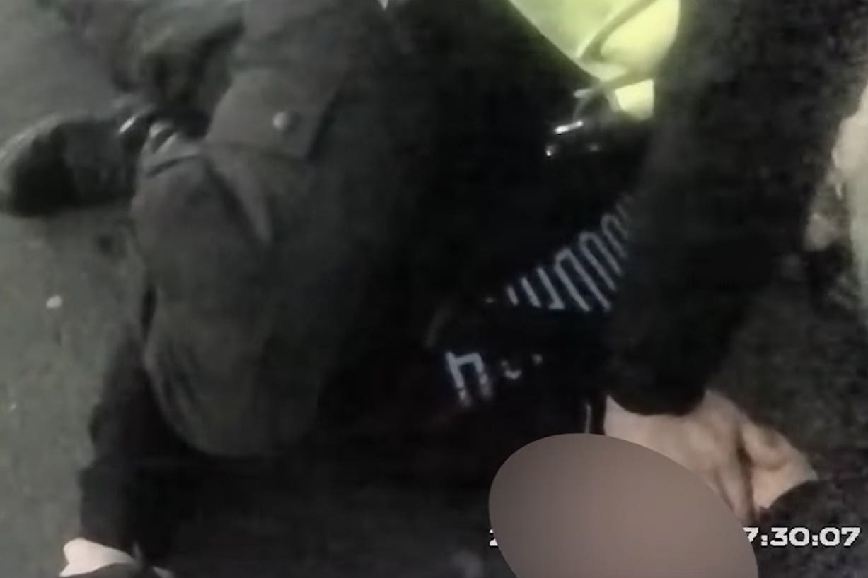 Screen grab taken from CCTV issued by Dorset Police showing Pc Lorne Castle behaving aggressively and using unreasonable force when arresting a 15-year-old boy to combat misinformation (Dorset Police/PA)