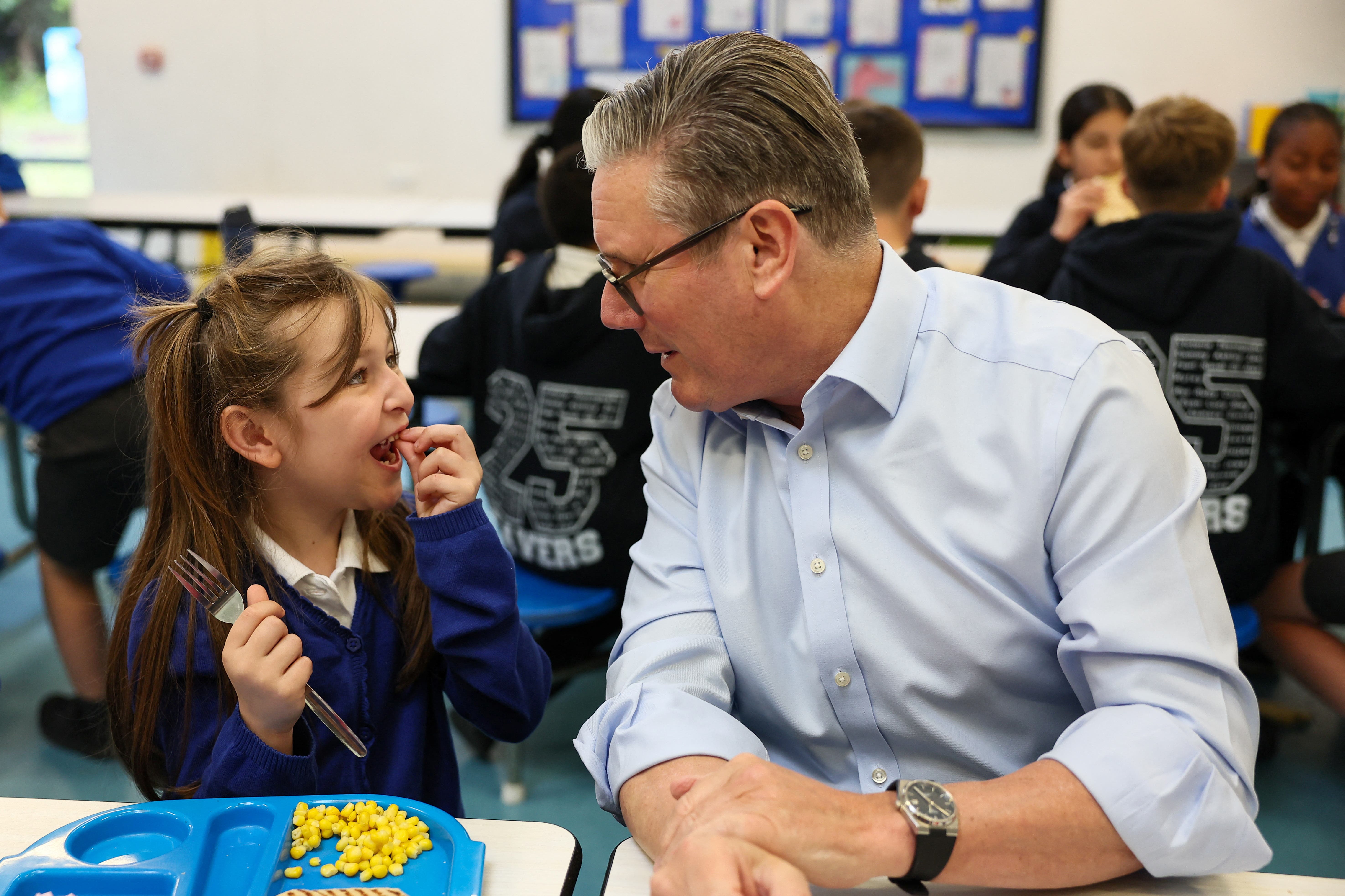 Prime Minister Sir Keir Starmer during a visit to a school in Essex, following the Government’s announcement that over half a million more children are to get free school meals