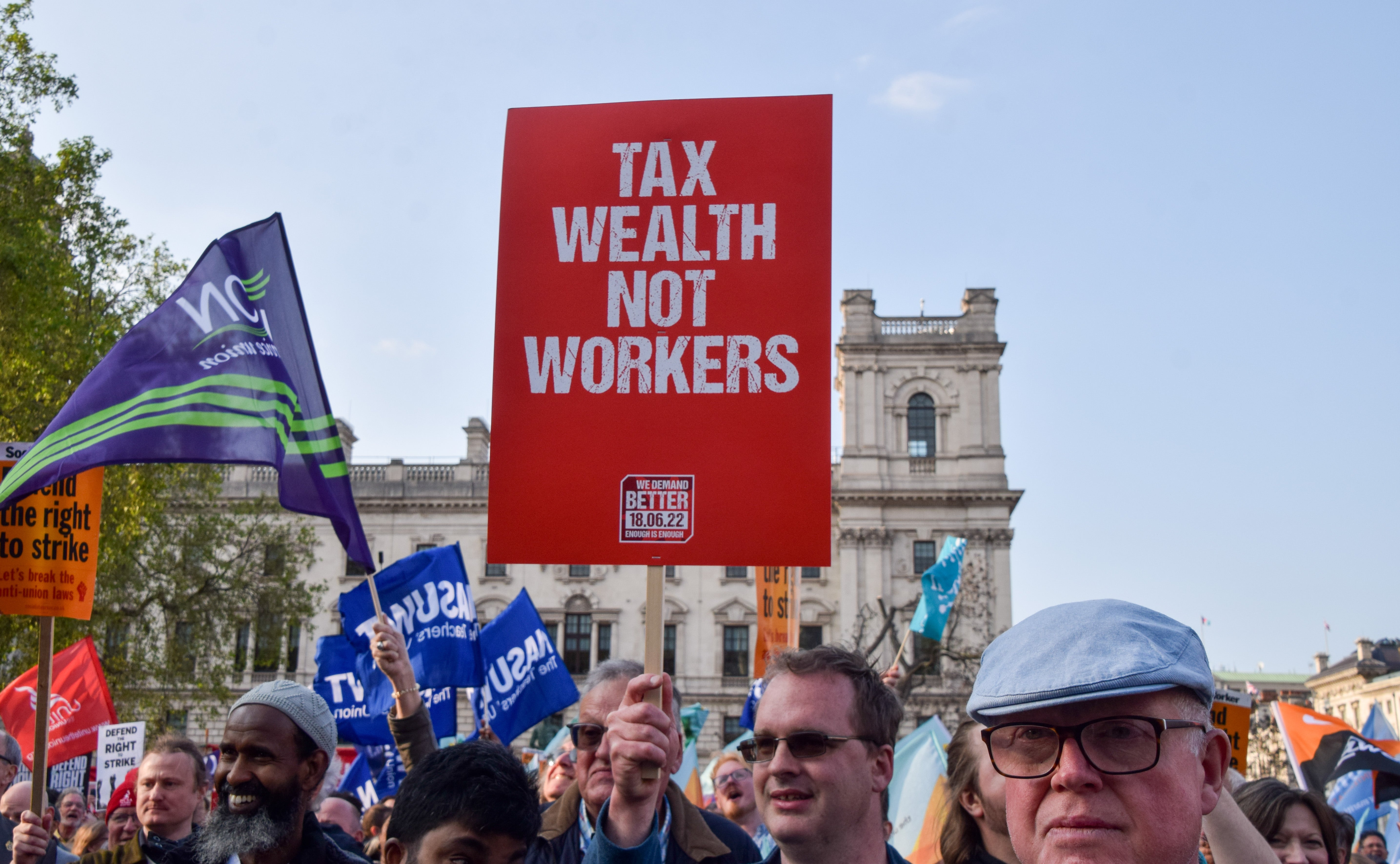 <p>Trade unions gathered in Parliament Square in protest against anti-strike laws in 2023</p>