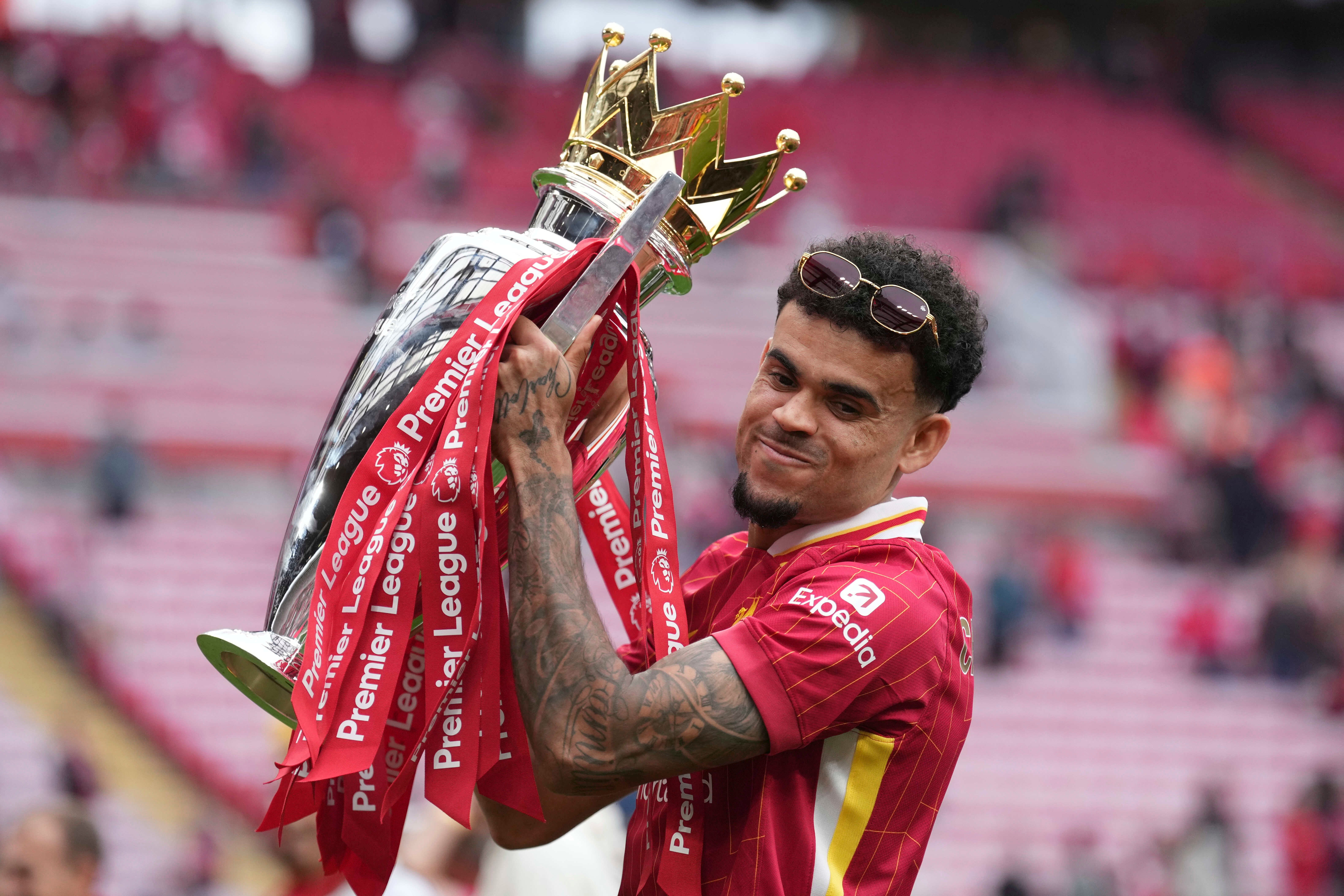 Luis Diaz lifted the Premier League trophy with Liverpool this season