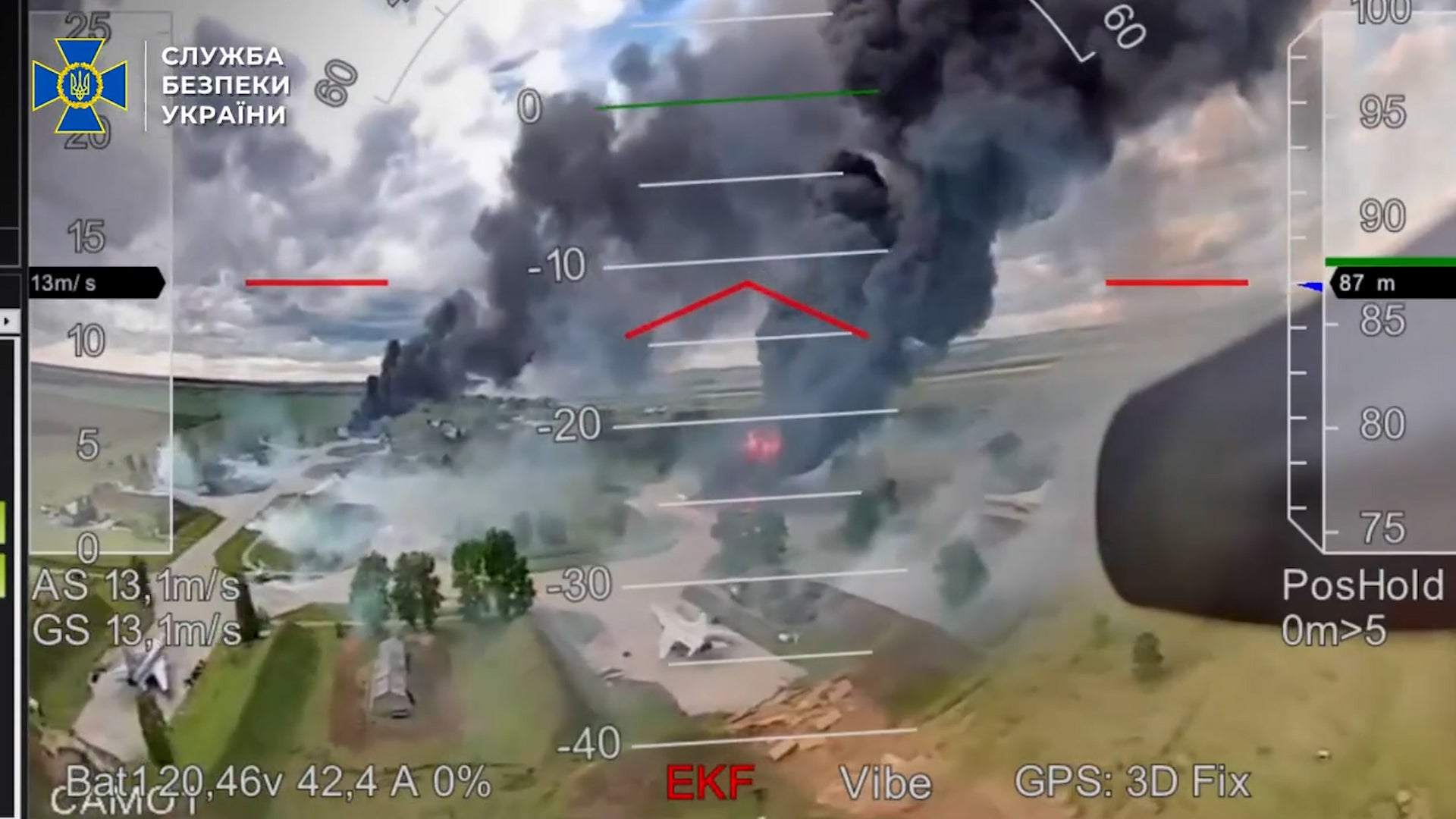 The attack on the Russian nuclear bombers were captured in new Ukraine drone footage