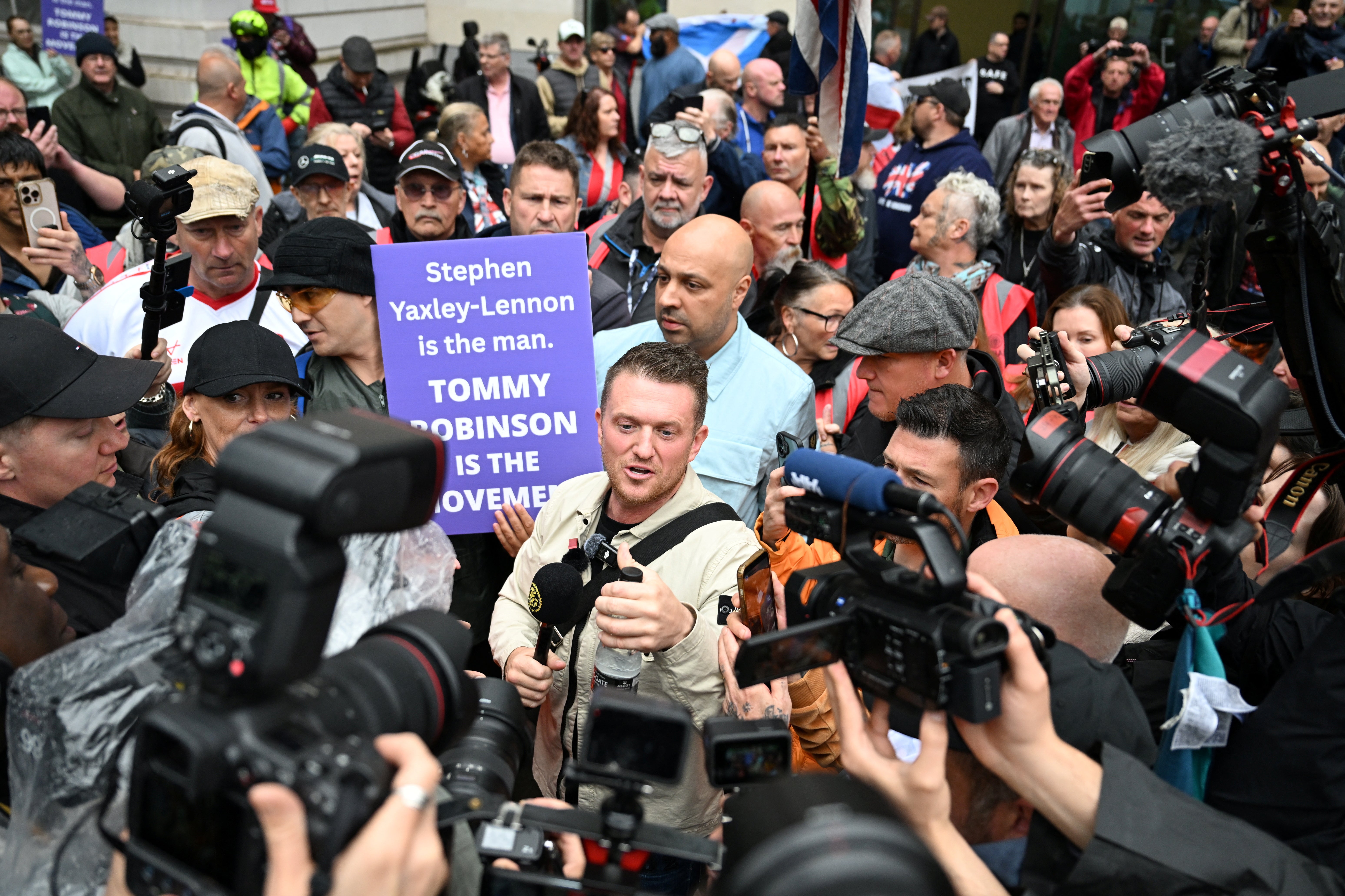 Tommy Robinson pictured arriving at Westminster Magistrates Court