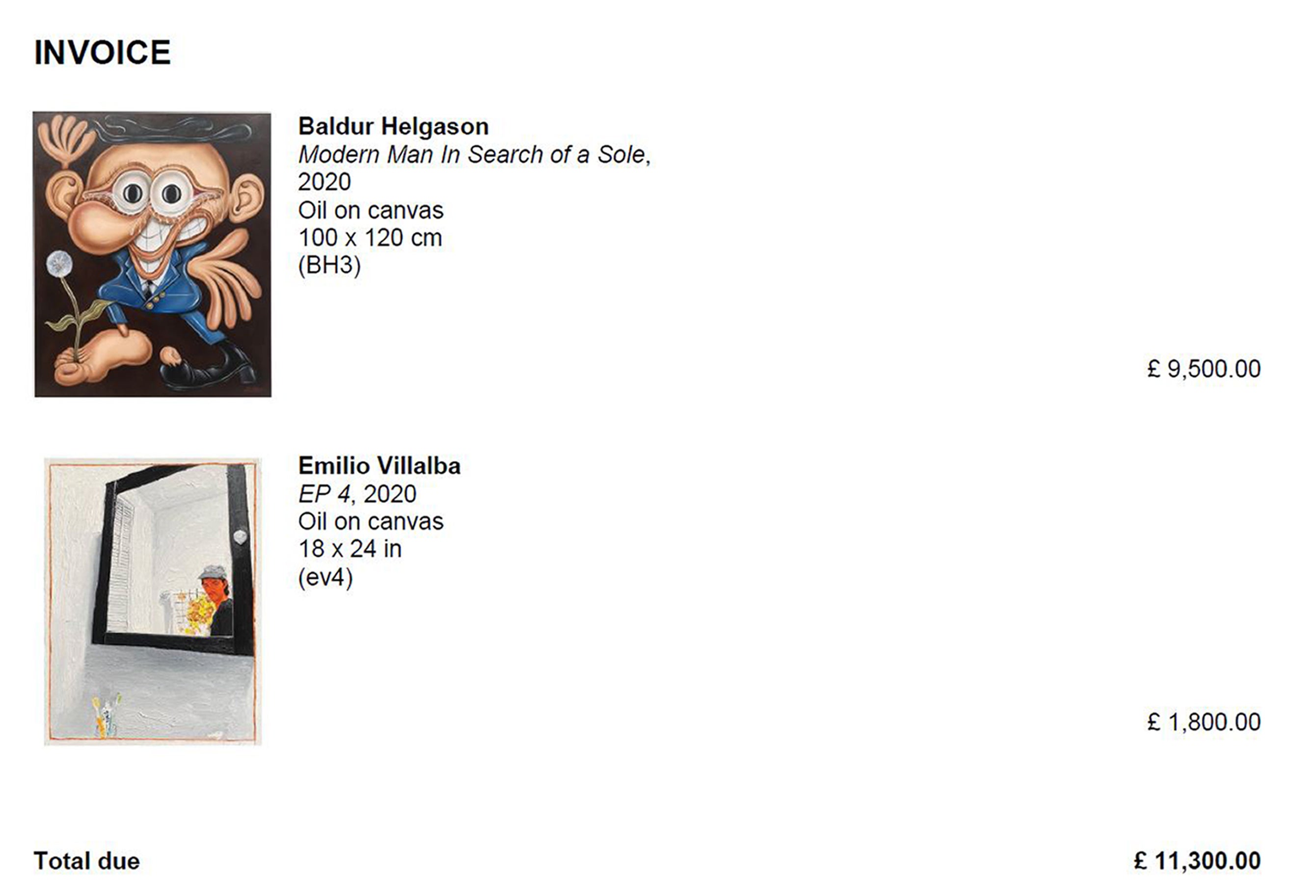 Undated handout photo issued by Metropolitan Police of one of the invoices Oghenochuko Ojiri sent to Nazem Ahmad