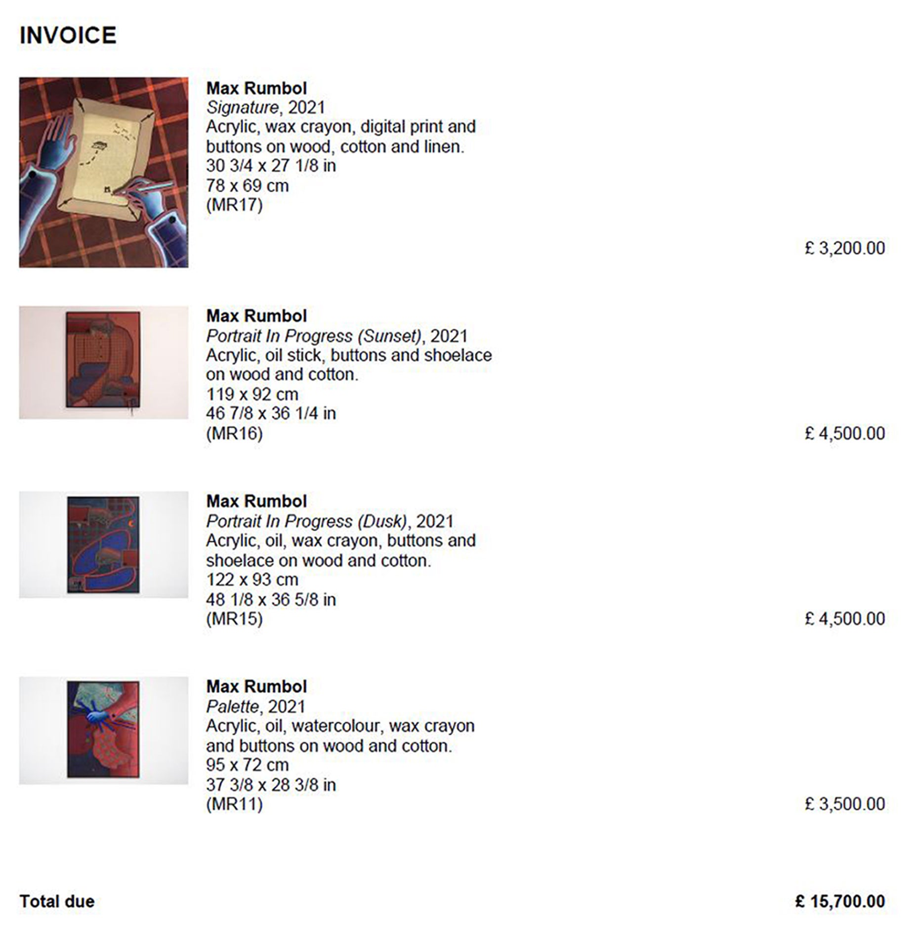 Undated handout photo issued by Metropolitan Police of one of the invoices Oghenochuko Ojiri sent to Nazem Ahmad