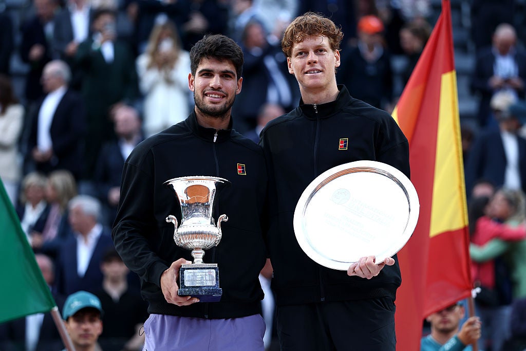 Alcaraz (left) defeated Sinner to win last month’s Italian Open