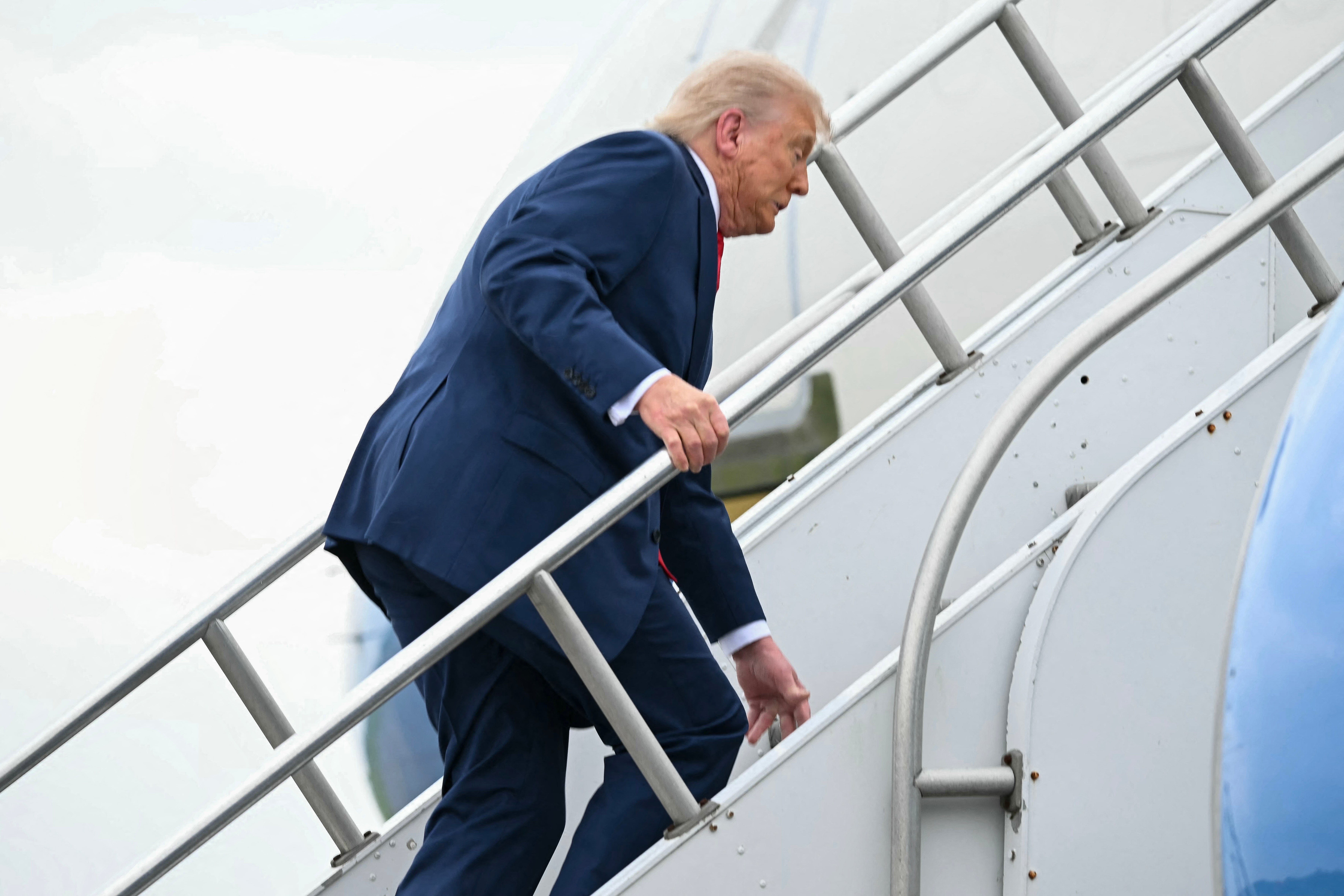 Trump was boarding Air Force One at Morristown Municipal Airport in Morristown, New Jersey