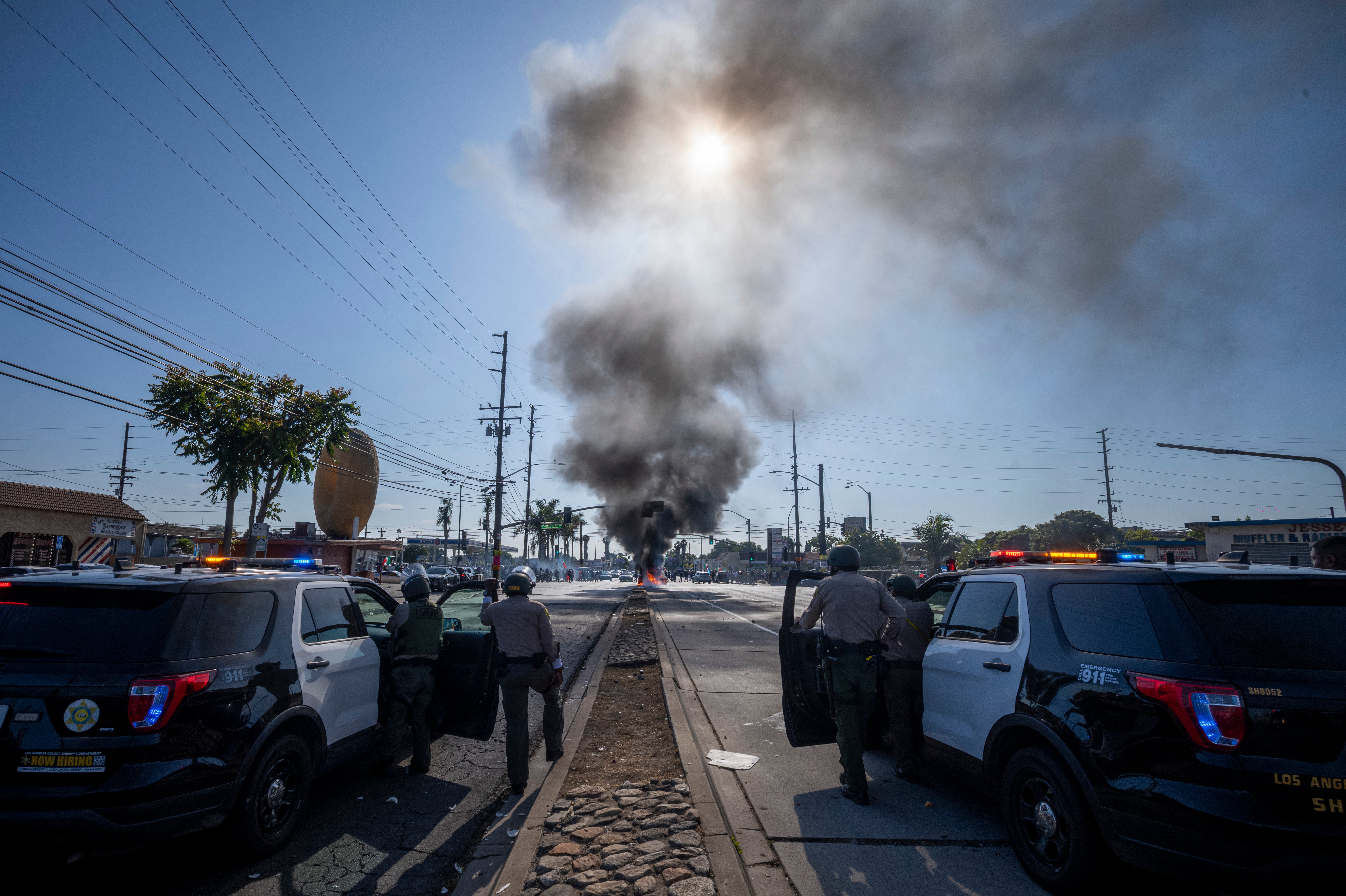 The protests started on Friday following ICE raids and continued throughout Saturday