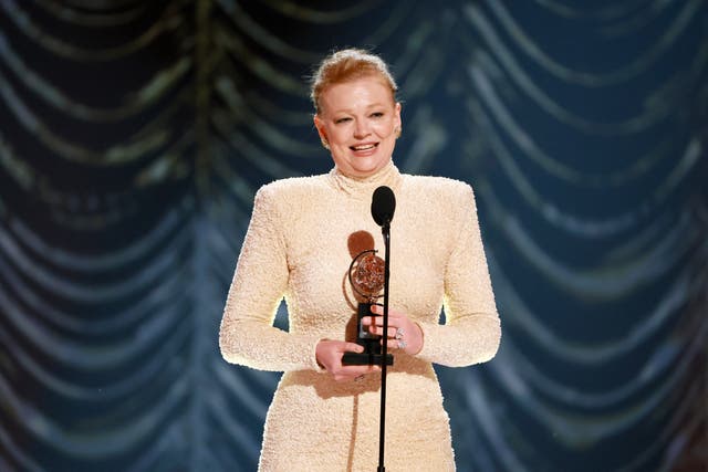 <p>Sarah Snook accepts the Best Performance by an Actress in a Leading Role in a Play award for "The Picture of Dorian Gray" onstage during The 78th Annual Tony Awards at Radio City Music Hall on June 08, 2025 in New York City. (Photo by Theo Wargo/Getty Images for Tony Awards Productions)</p>
