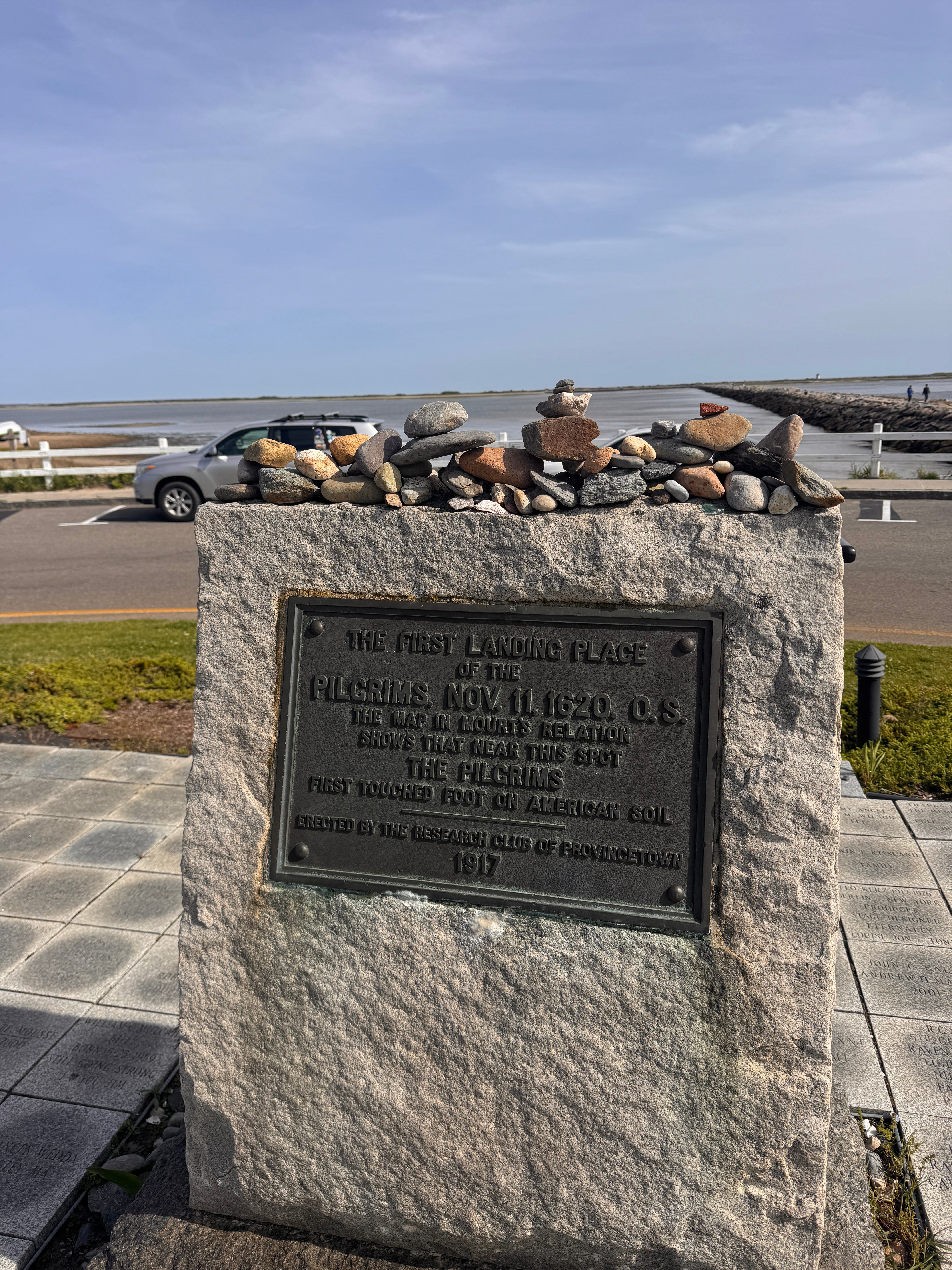 The spot marking the landing site of the Pilgrim Fathers in Provincetown