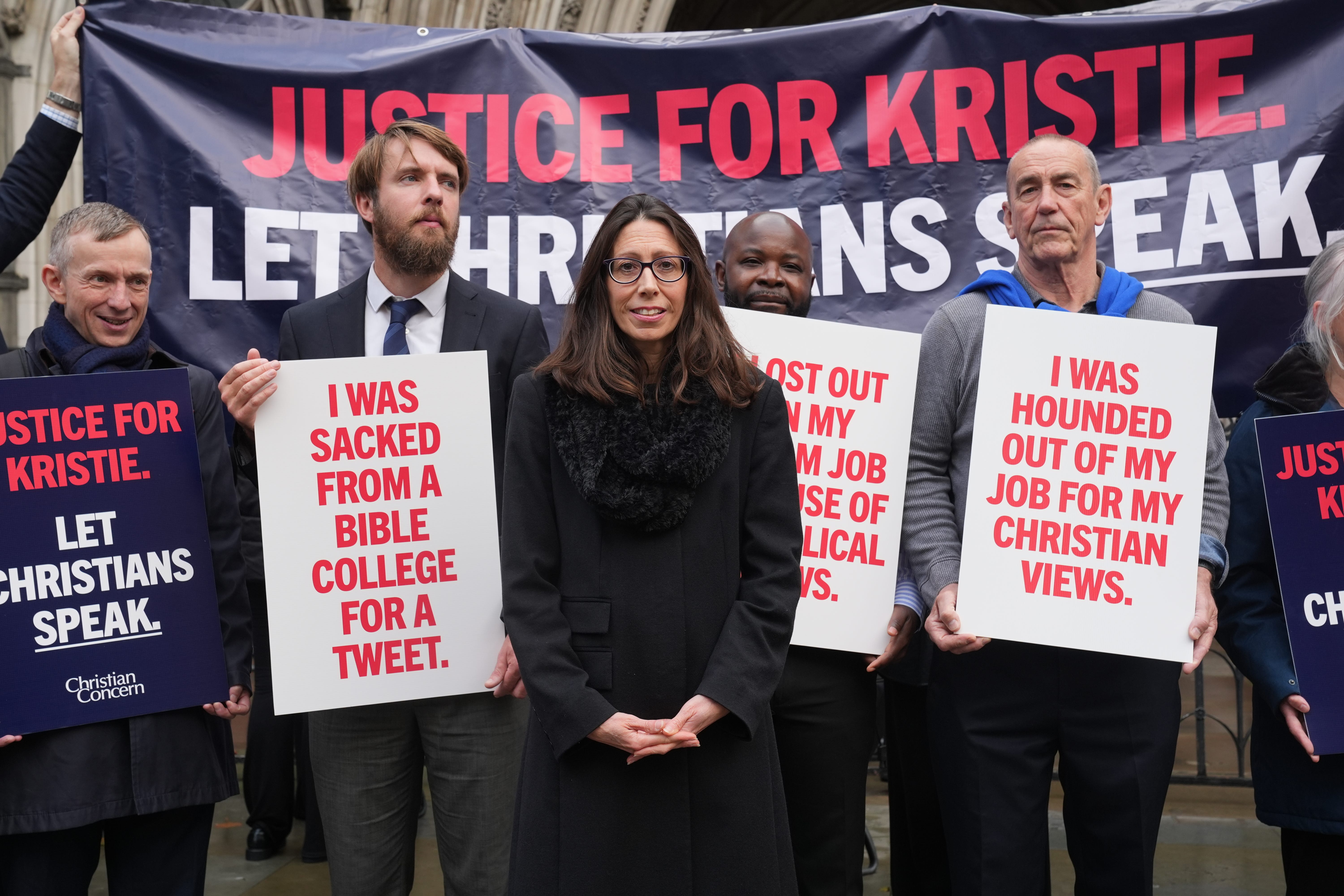 Kristie Higgs outside the Royal Courts of Justice ahead of a Court of Appeal hearing last October (Lucy North/PA)