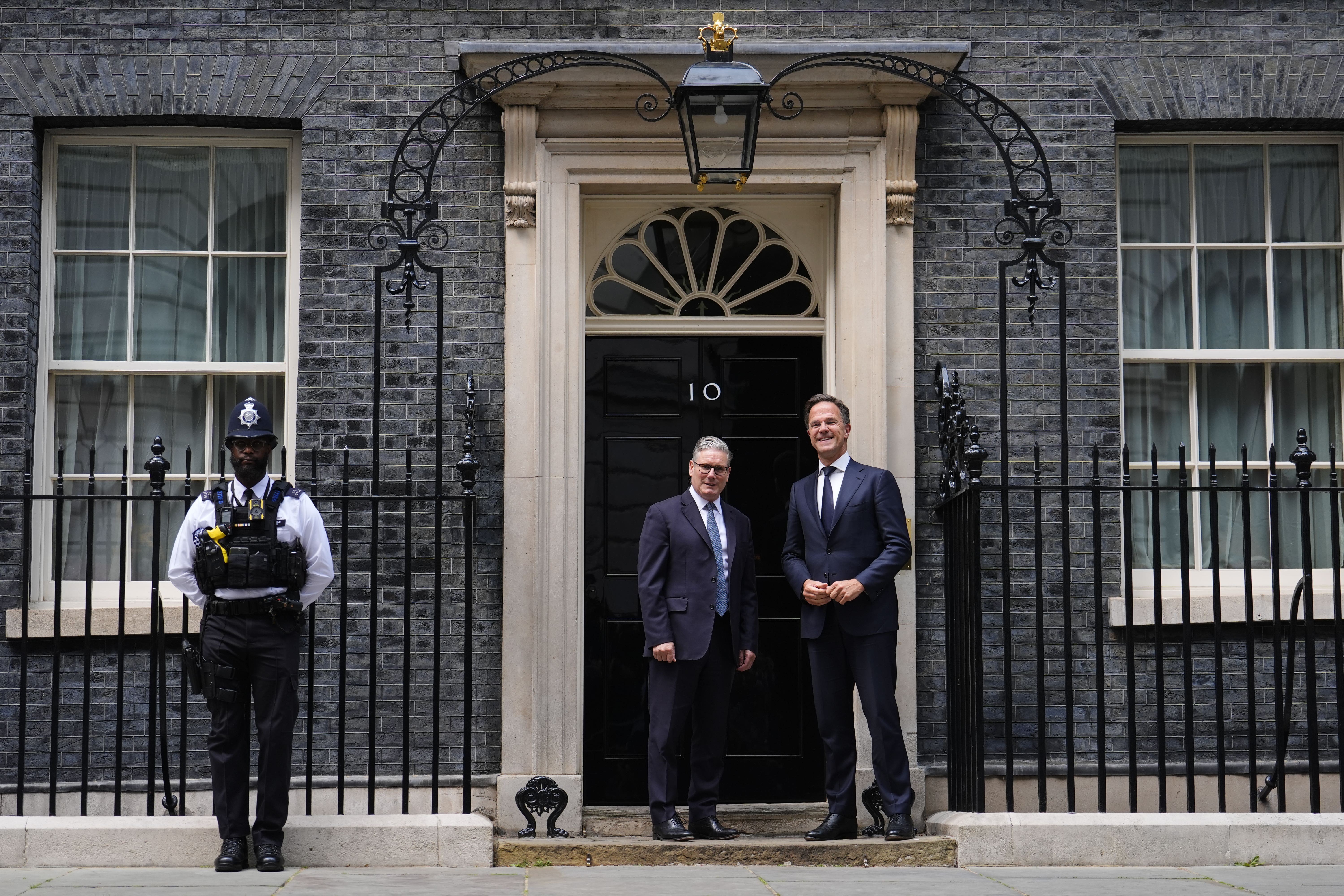 Sir Keir Starmer welcomed Nato secretary-general Mark Rutte to Downing Street (PA)
