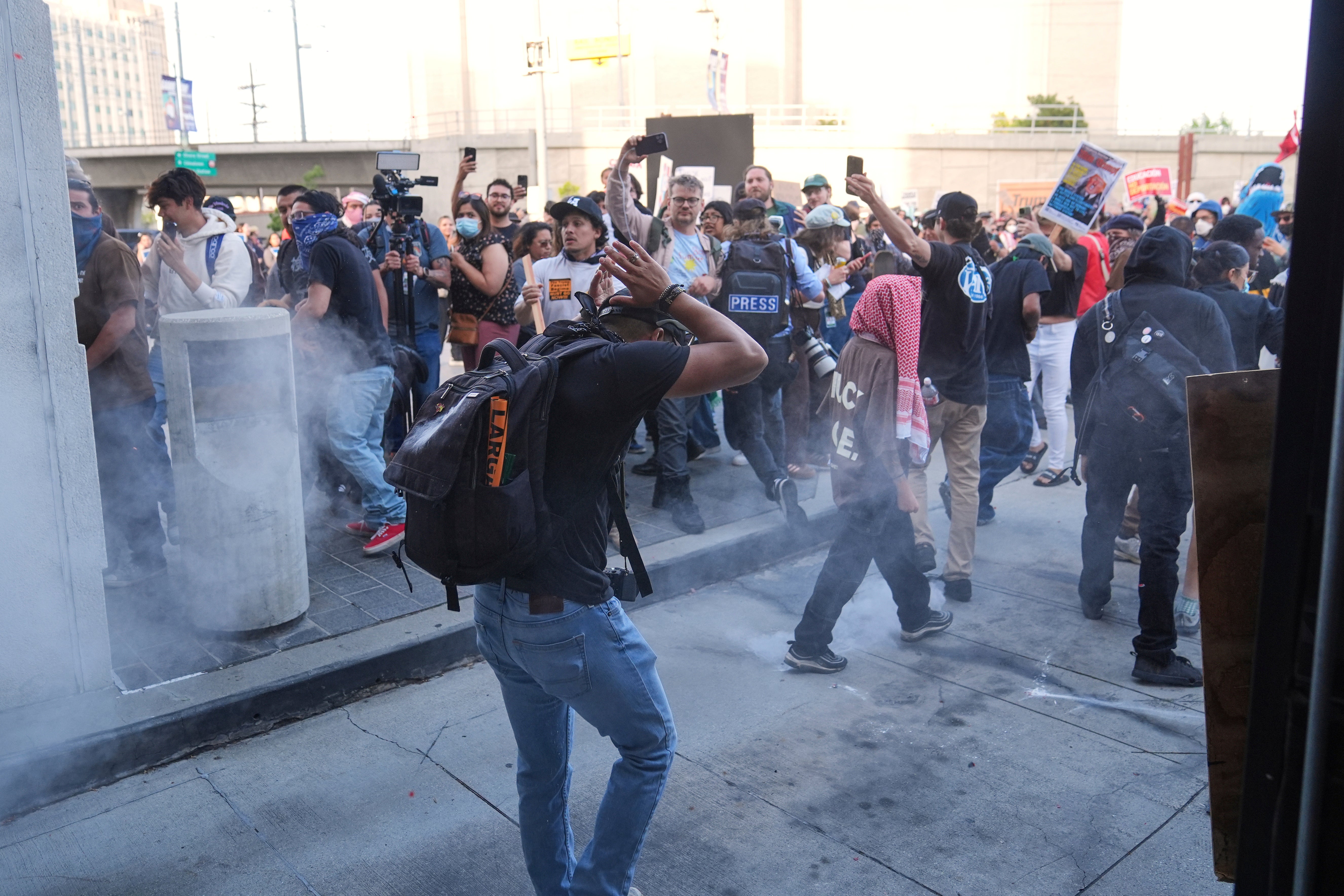 Protests took place across Los Angeles, including around a downtown federal complex, as well as in the cities of Compton and Paramount