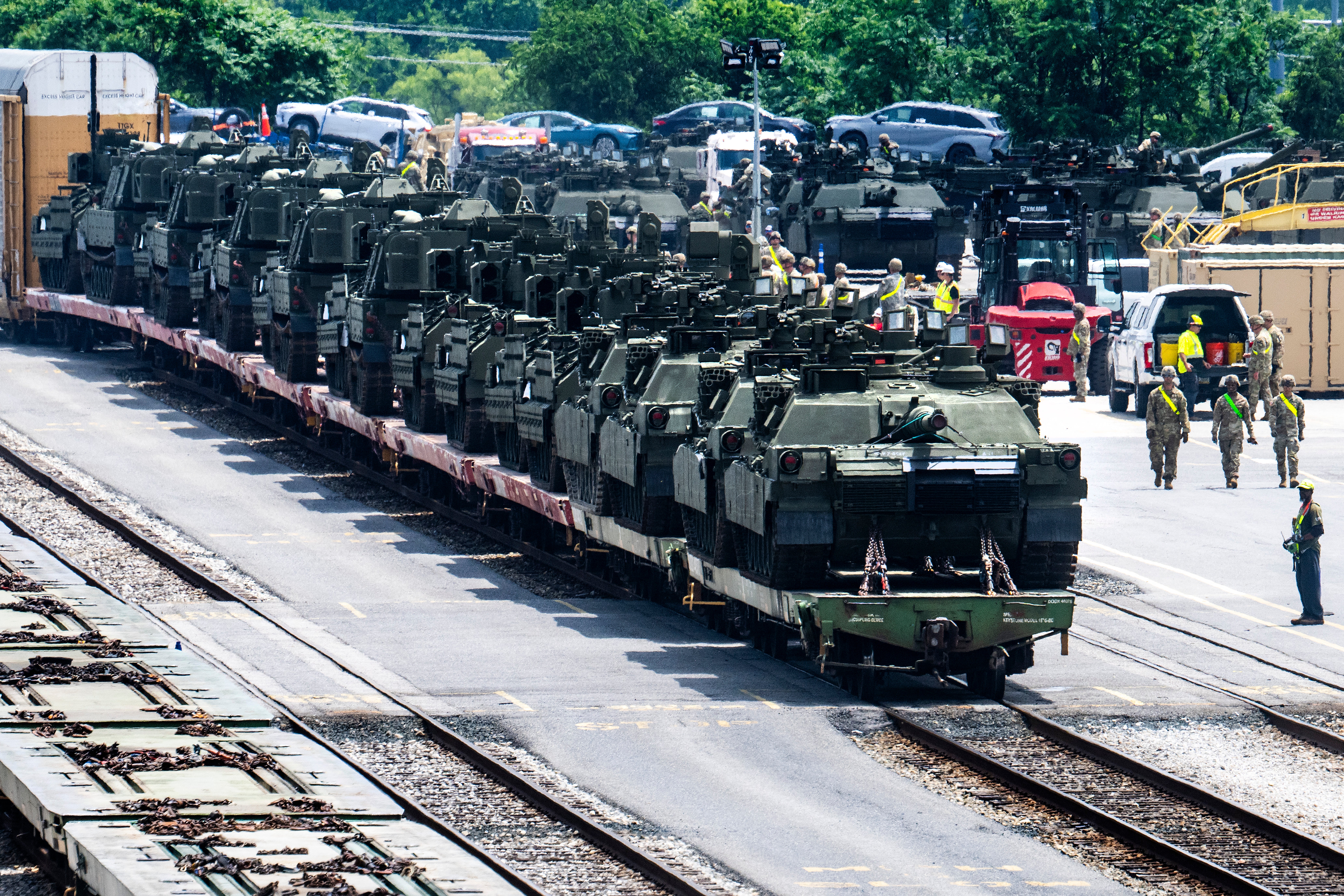 President Donald Trump’s upcoming military parade will see 18 miles of fencing and 175 metal detectors installed in Washington, D.C.