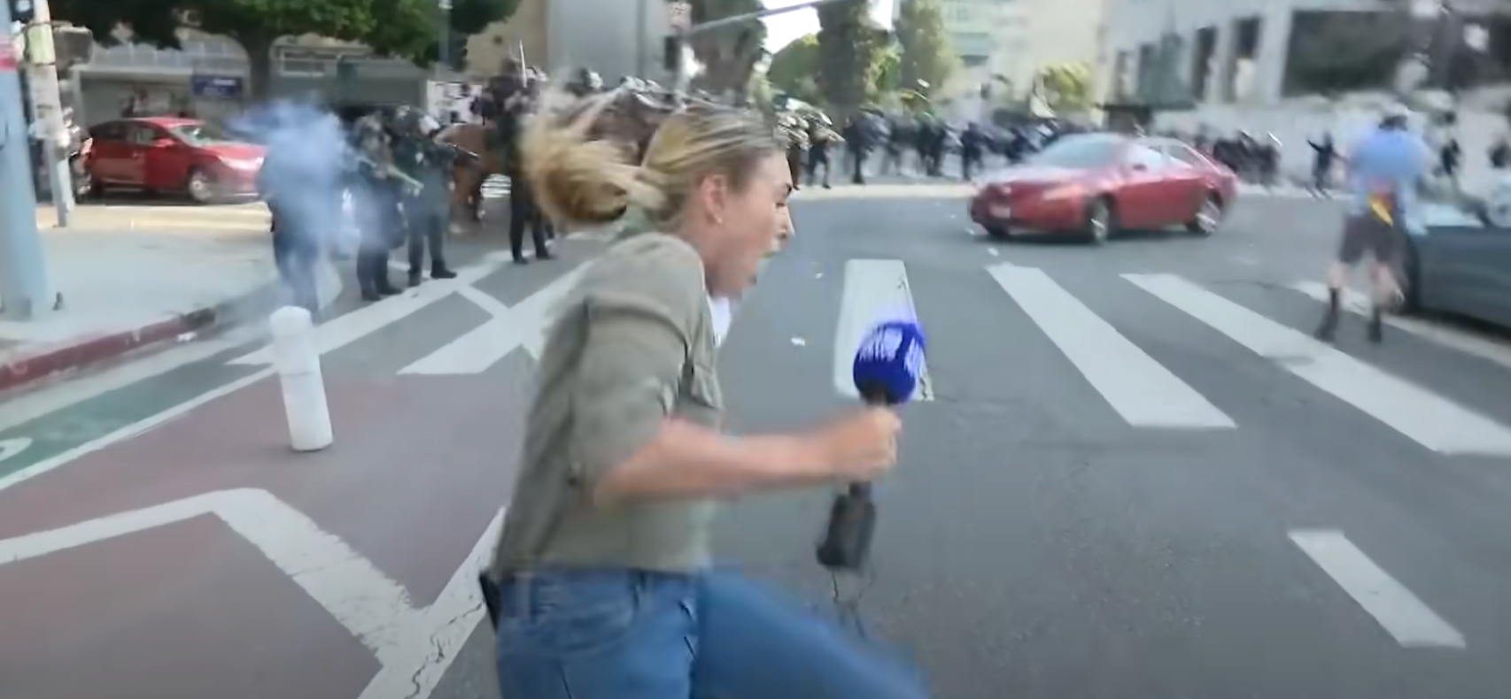 Australian journalist hit by rubber bullet while reporting live in LA