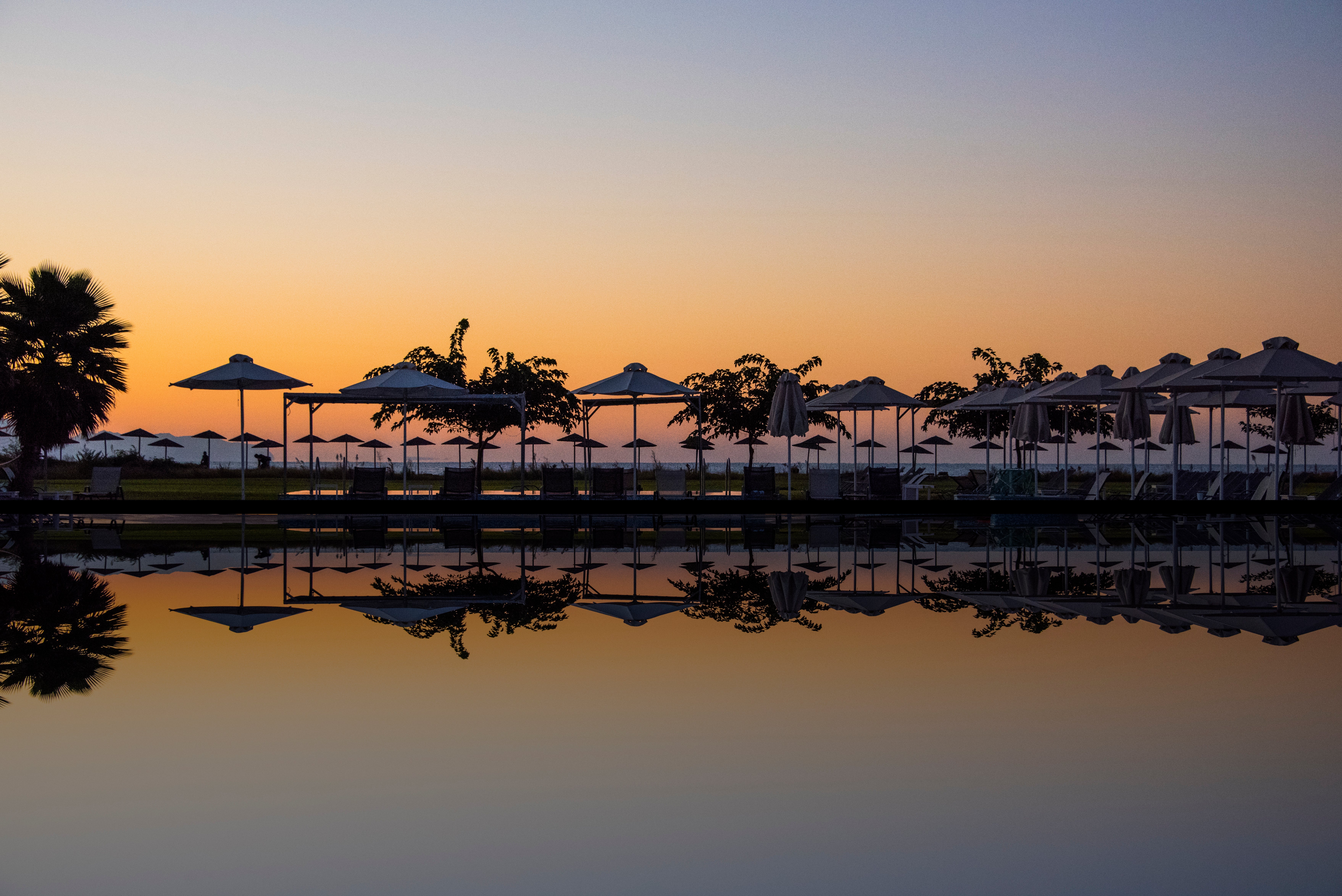 Sunset at the Neilson Messini Beach Club in Greece