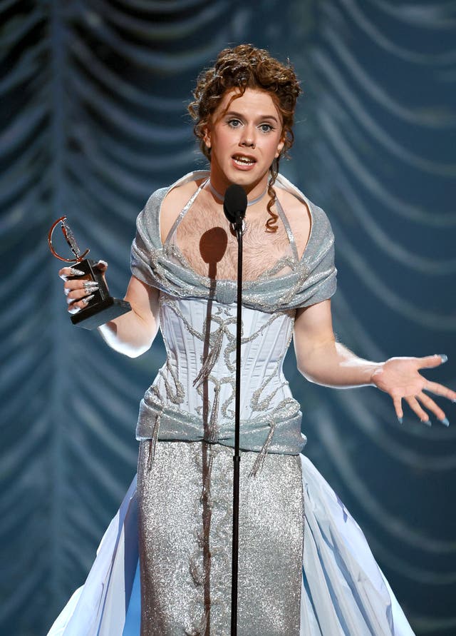 <p>Cole Escola accepts the Best Performance by an Actor in a Leading Role in a Play award at the 2025 Tonys</p>