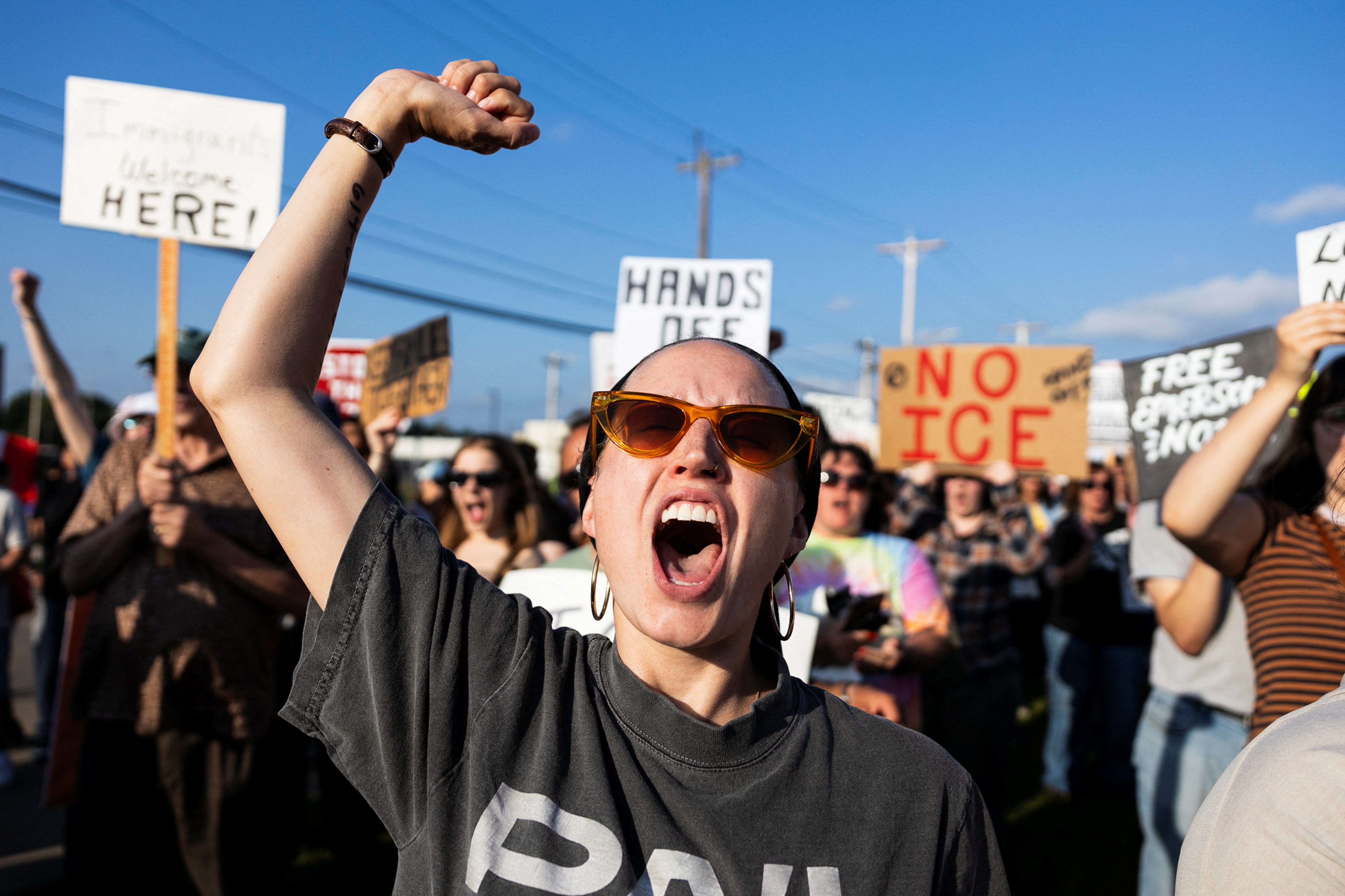 A demonstration demanding the release of Emerson Colindres from ICE custody