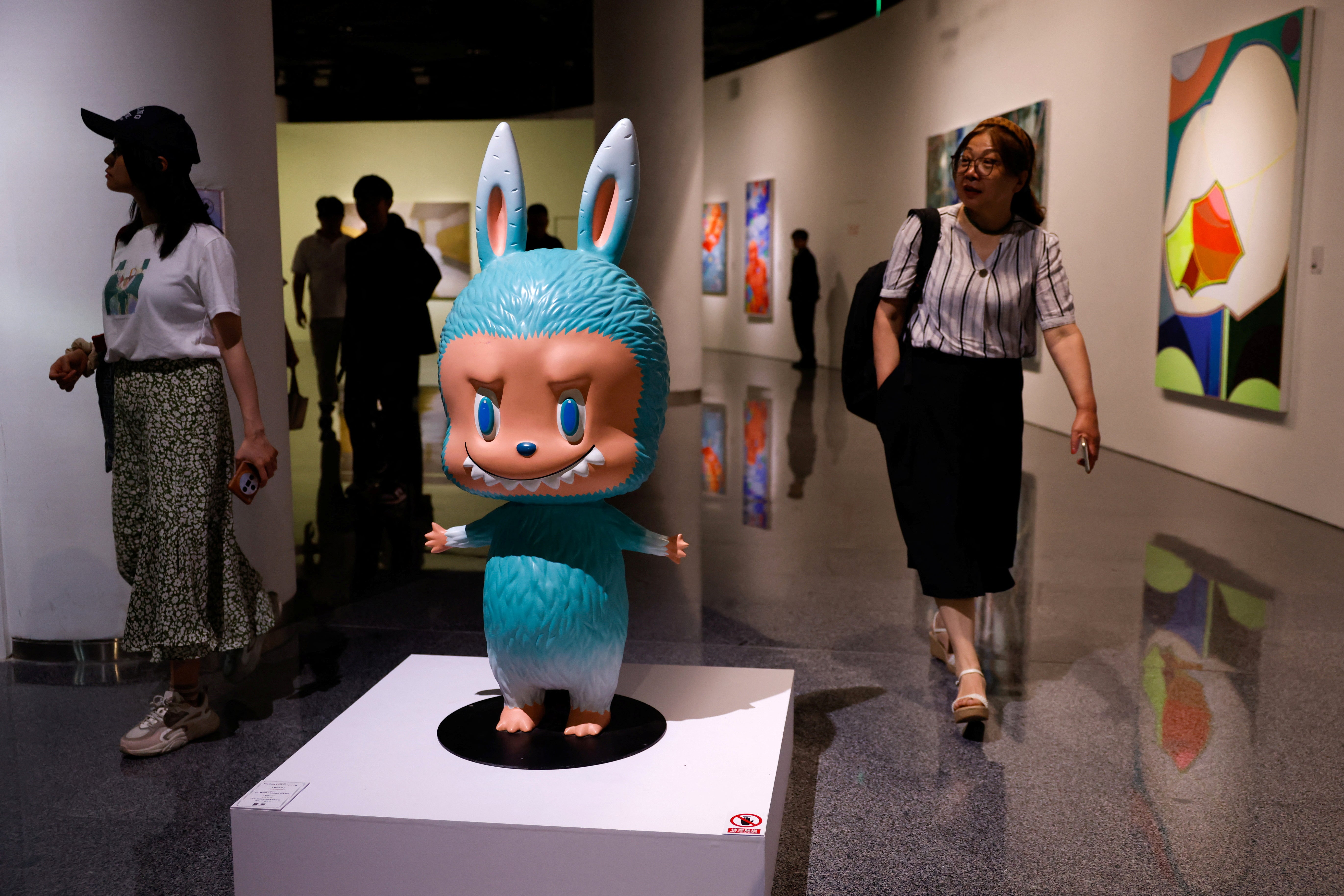 A human-sized Labubu figurine that later sold for 1.08 million yuan
