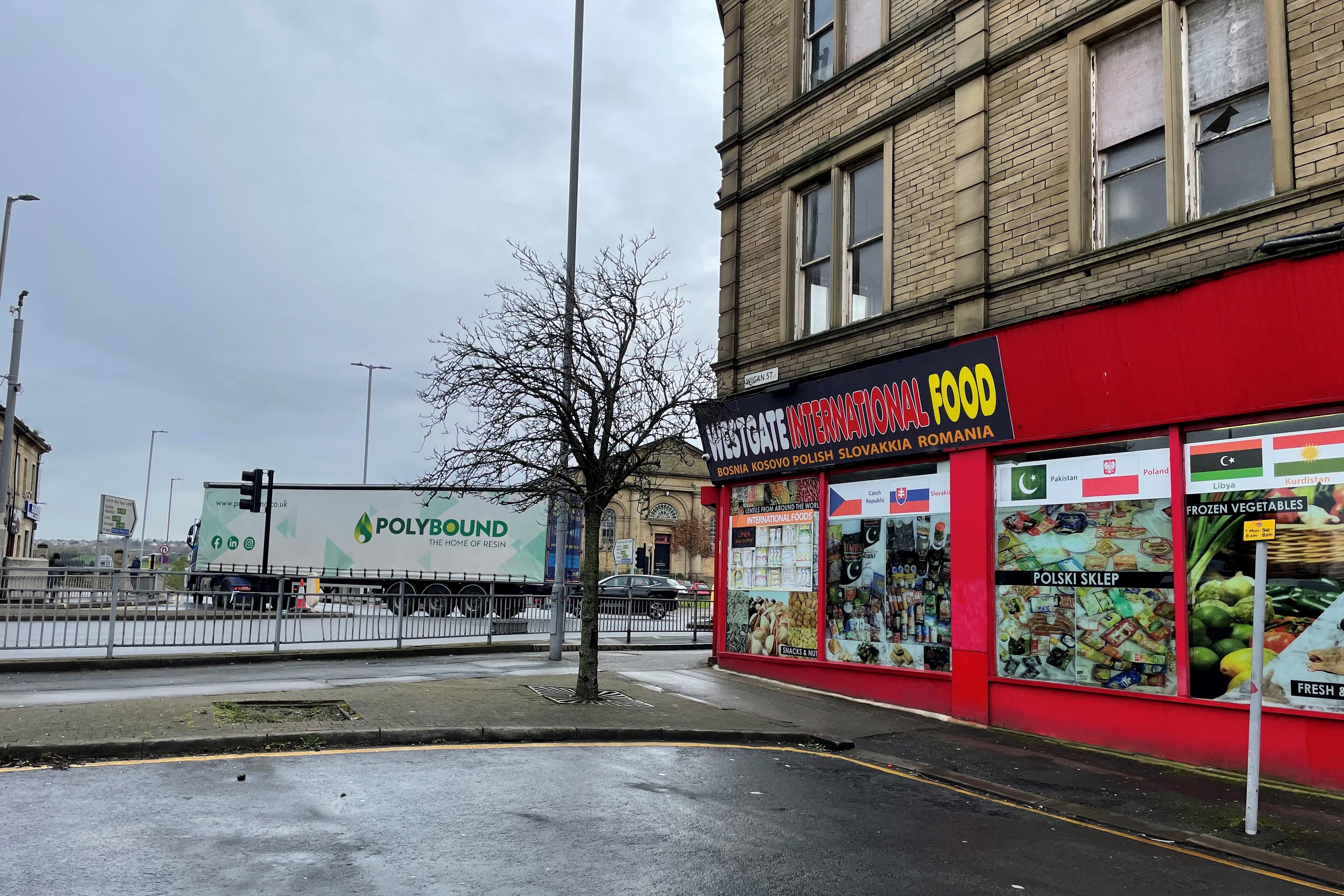 The scene in Bradford city centre where Kulsuma Akter was stabbed to death in the street as she pushed her baby in a pram (Dave Higgens/PA)