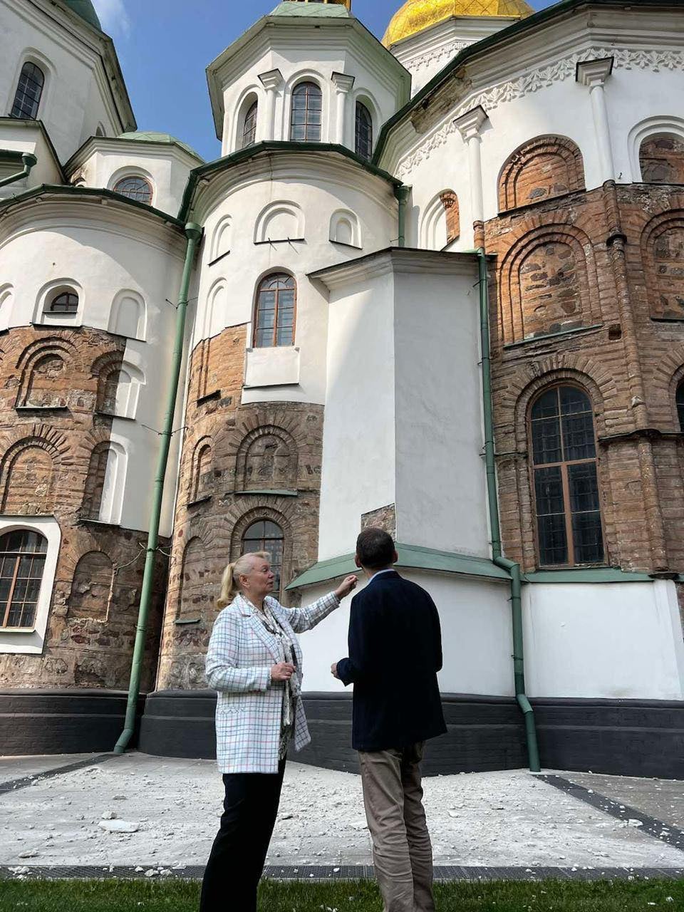 This is the first time since the start of the war that Kyiv's St Sophia Cathedral has been damaged