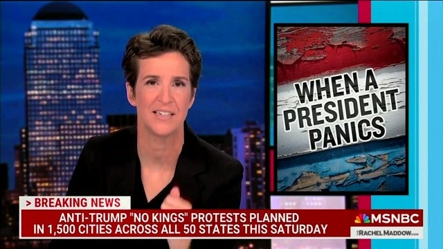 MSNBC host Rachel Maddow said on Monday night that Donald Trump is ‘absolutely panicked’ over the anti-ICE protests and has ‘no freaking idea’ how to respond to them.