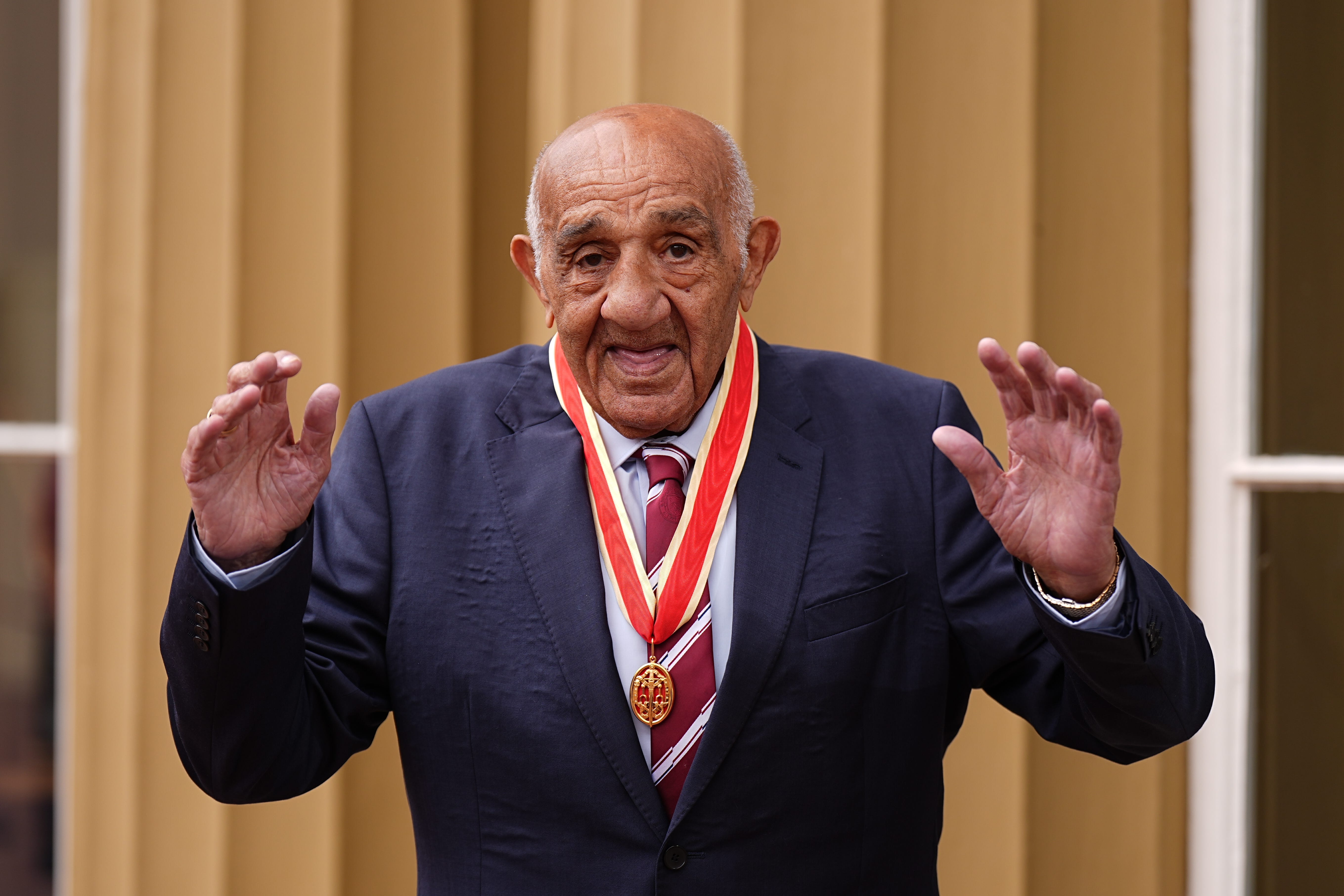 Former rugby league star Billy Boston after he received his Knighthood from King Charles at Buckingham Palace (Aaron Chown/PA)