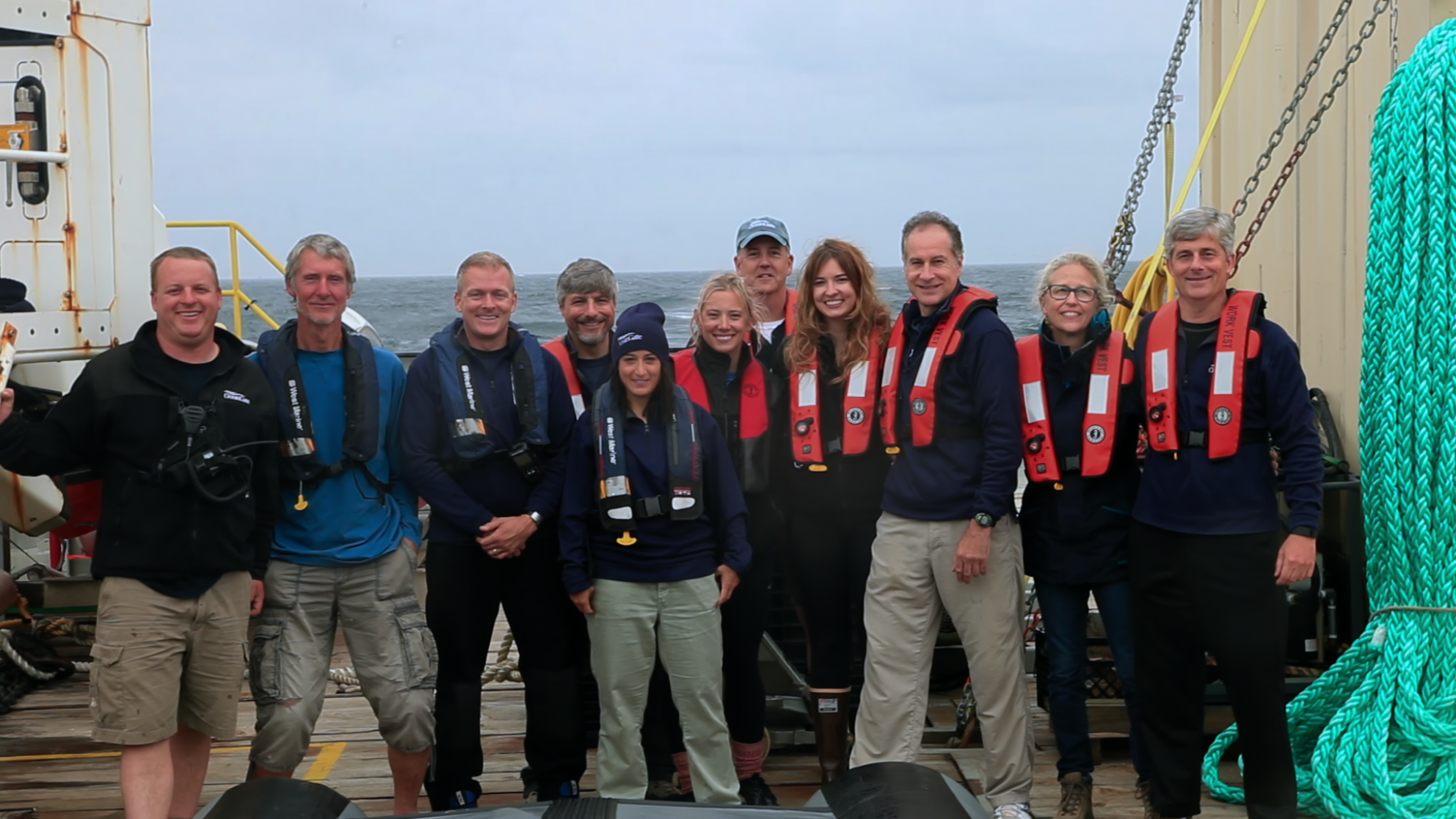David Lochridge (third from left) said his relationship with Rush soured after a chaotic dive to the Andrea Doria shipwreck off the Massachusetts coast