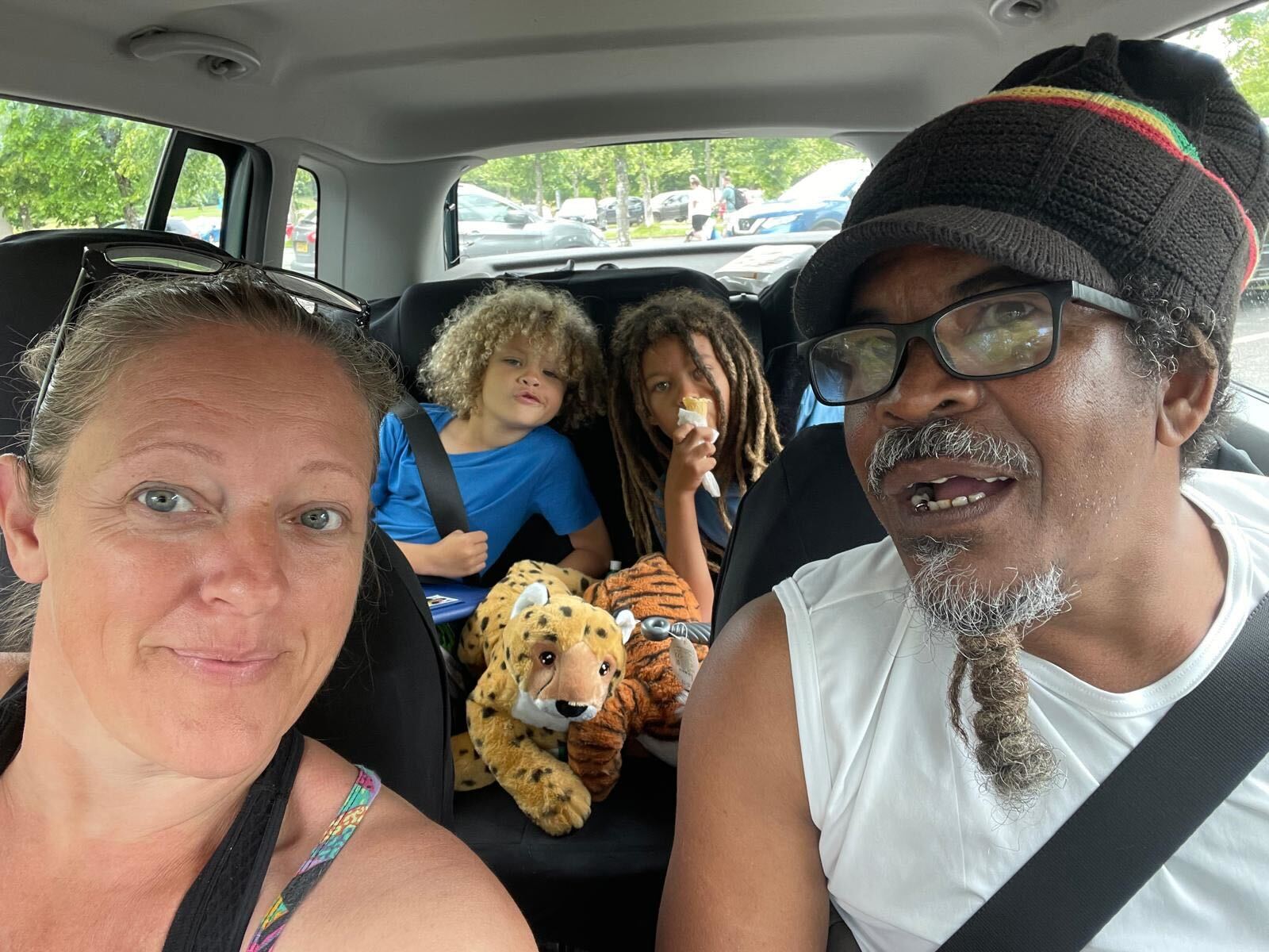 Rachel with her family reunited in the UK