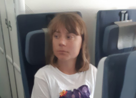 Greta Thunberg is pictured on a flight out of Israel