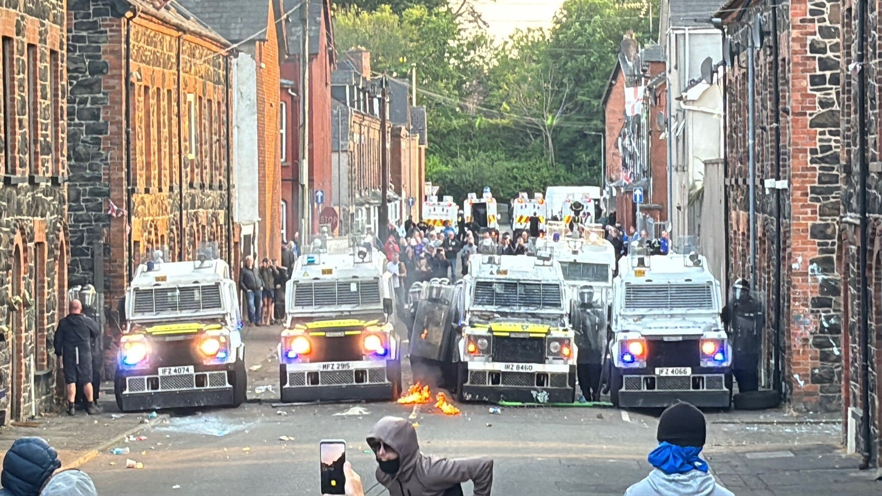 Riot police were deployed around the Clonavon Terrace area on Tuesday night