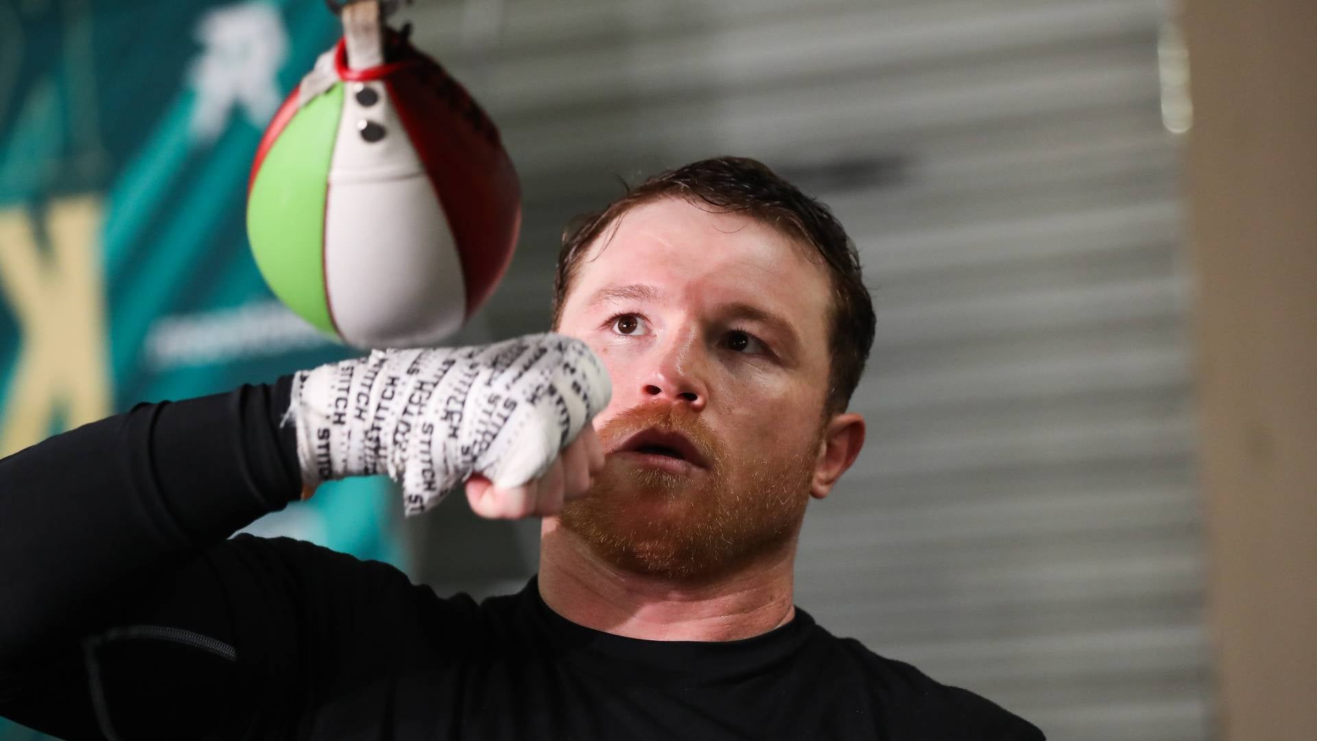 Canelo Álvarez uses the landmine punch exercise to develop power during rotation of the trunk and elbow extension