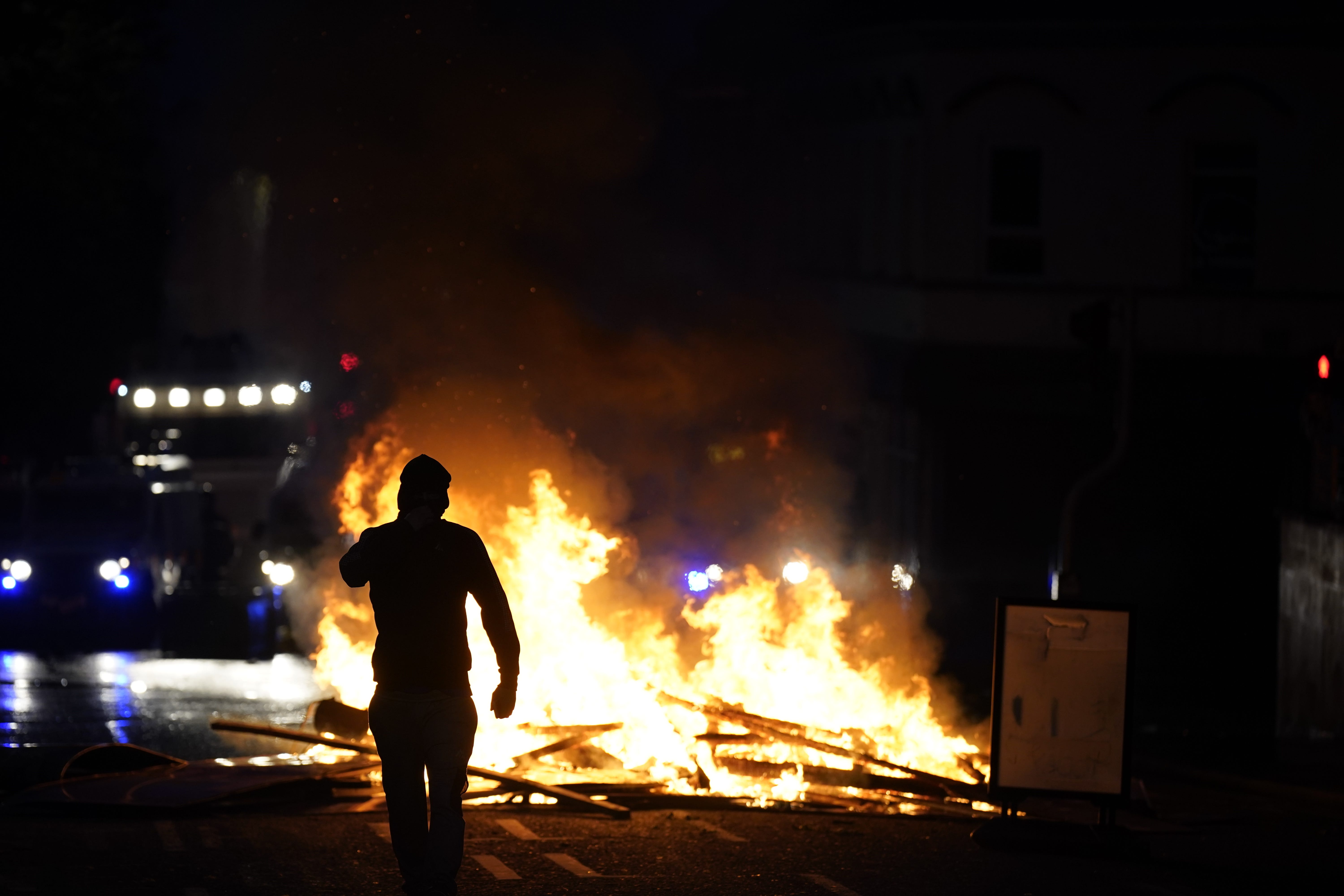 Violent scenes in Ballymena on Tuesday night (Niall Carson/PA)